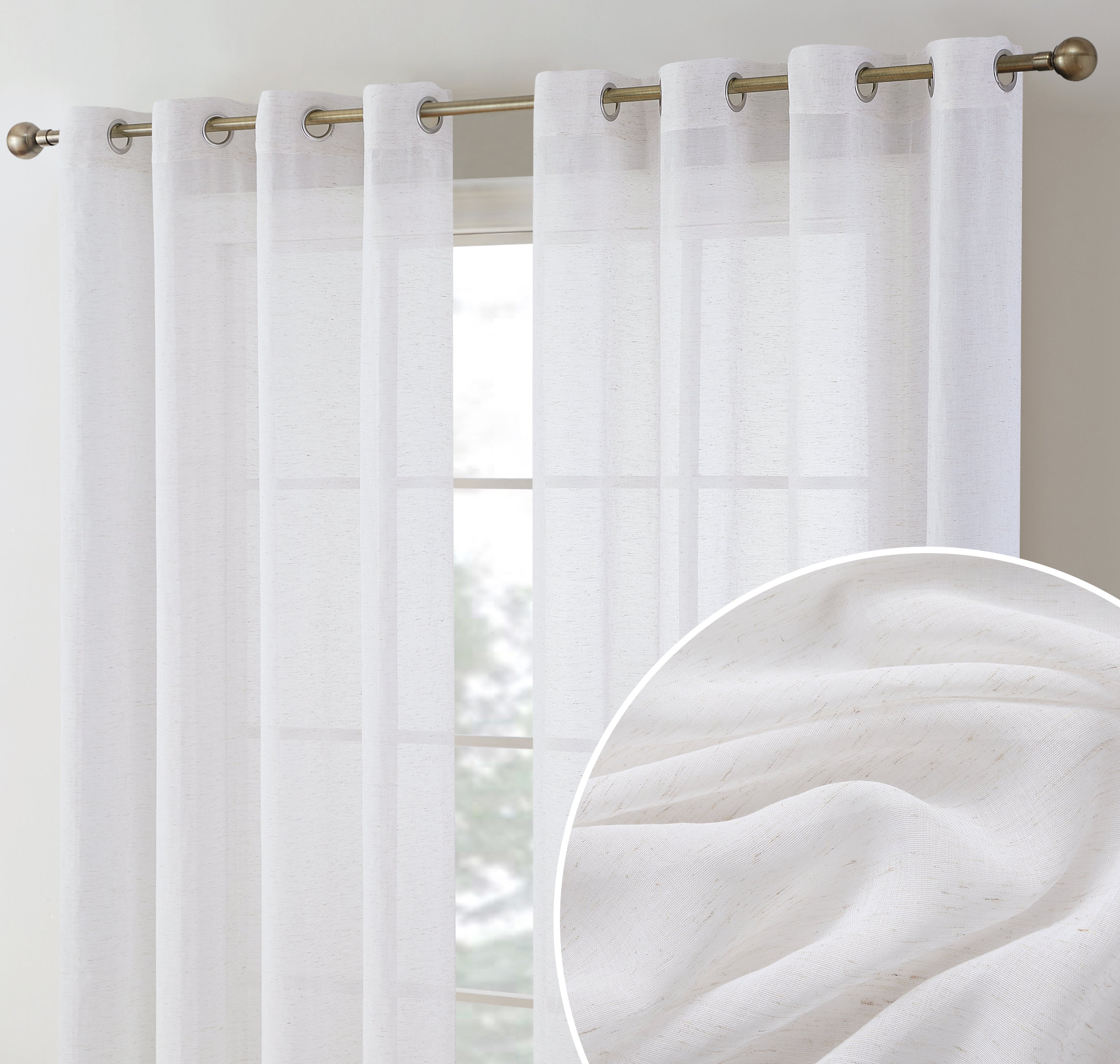 Sierra Linen Sheer Grommet Curtain Panels