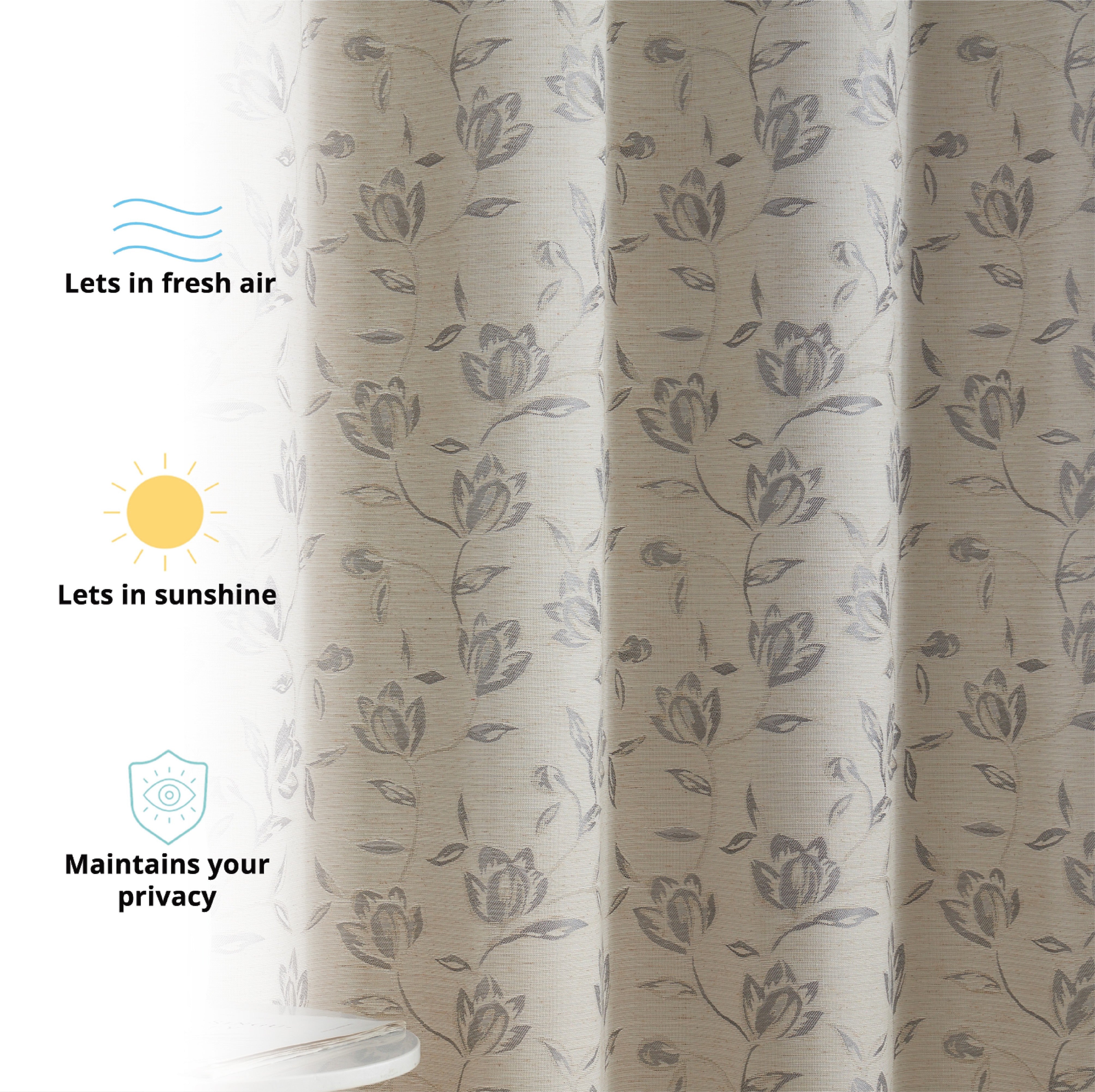 Zoey Burlap Floral Grommet Curtains