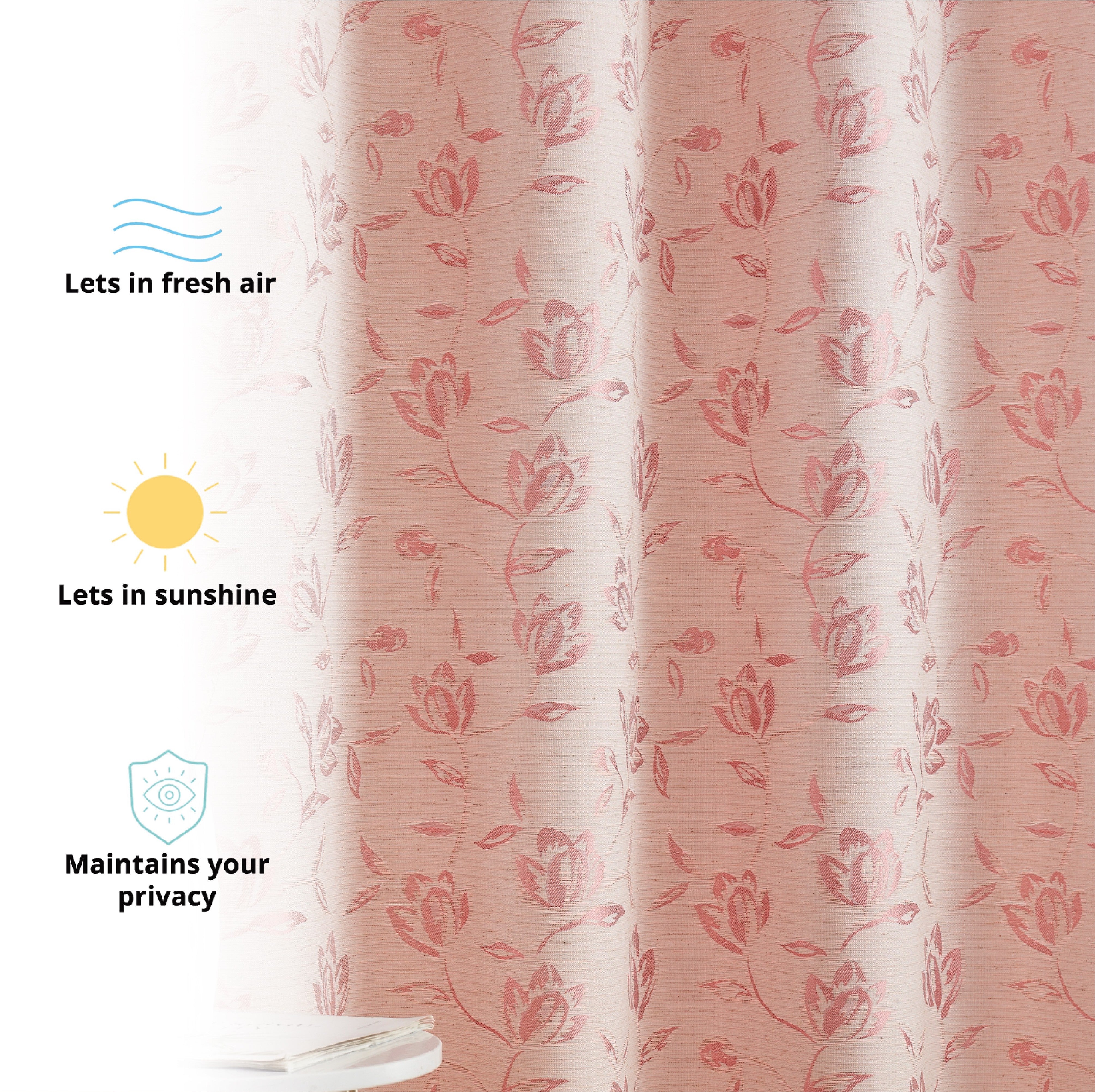 Zoey Burlap Floral Grommet Curtains