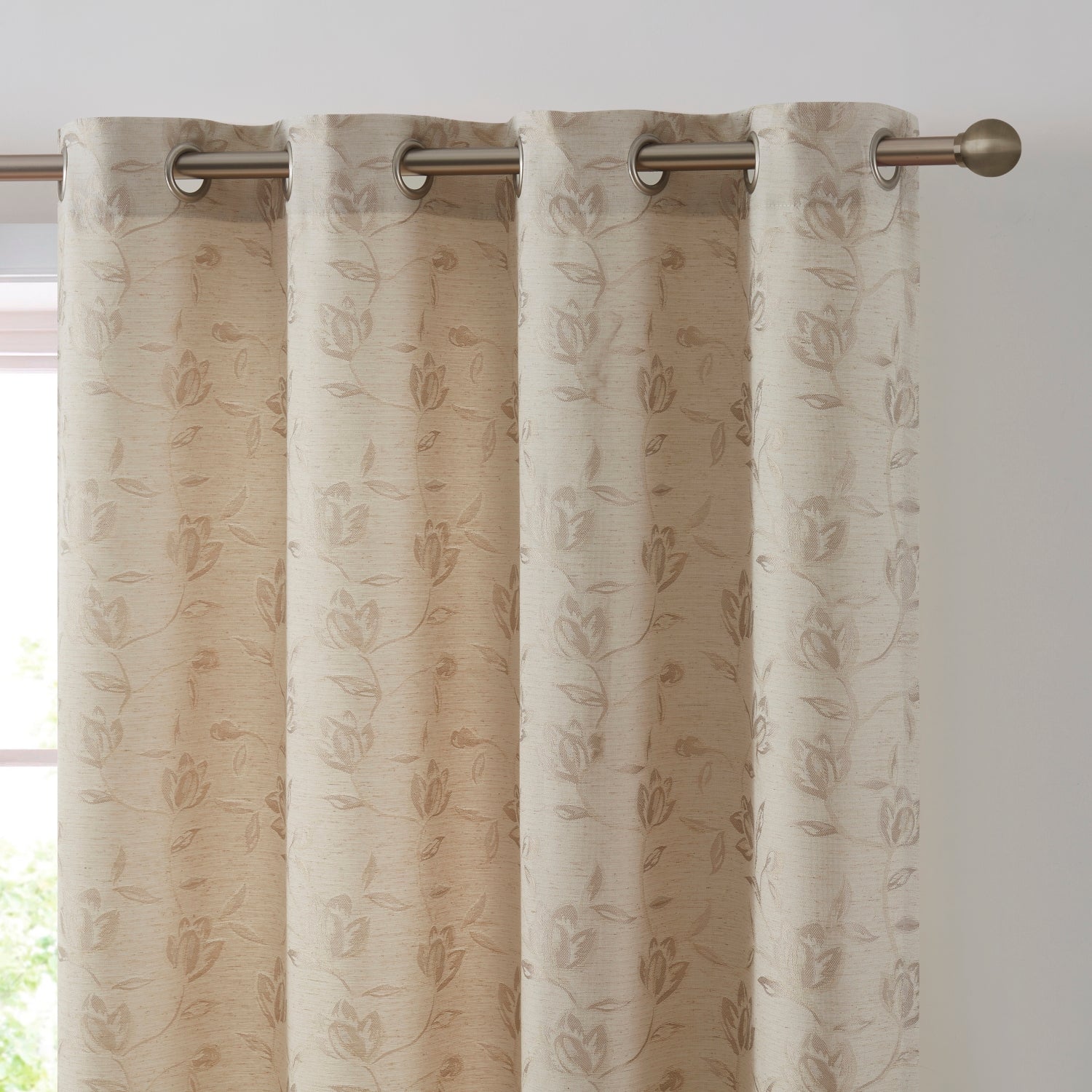 Zoey Burlap Floral Grommet Curtains
