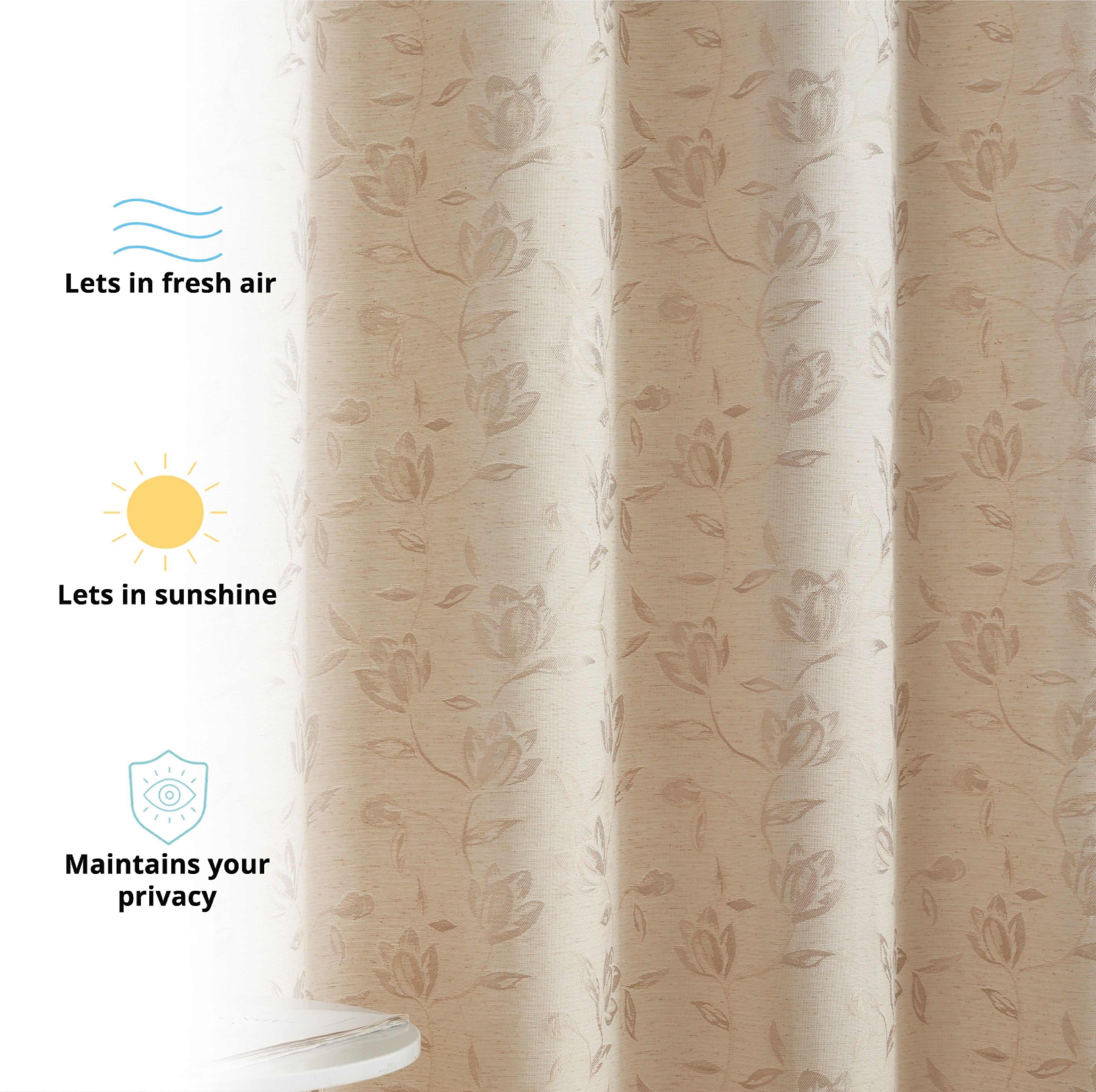Zoey Burlap Floral Grommet Curtains