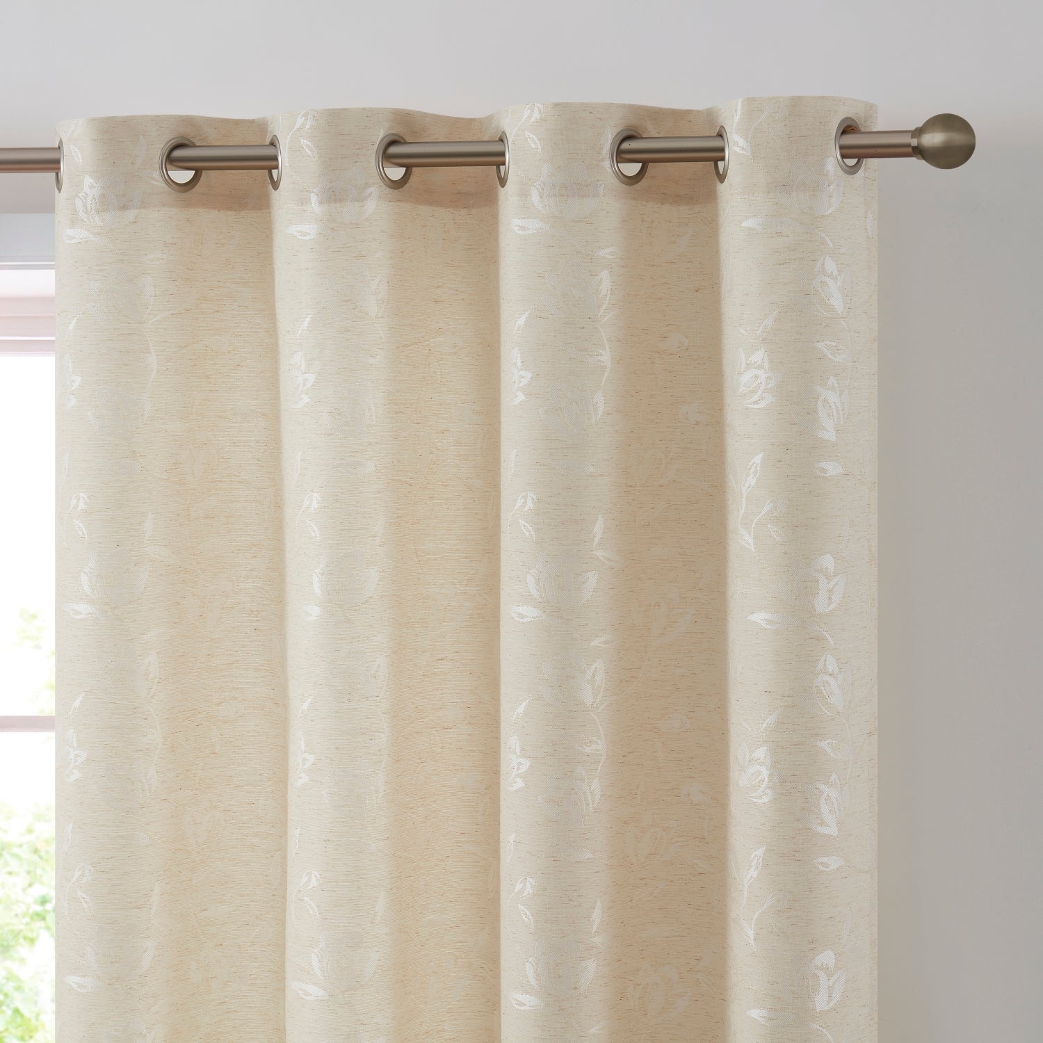 Zoey Burlap Floral Grommet Curtains