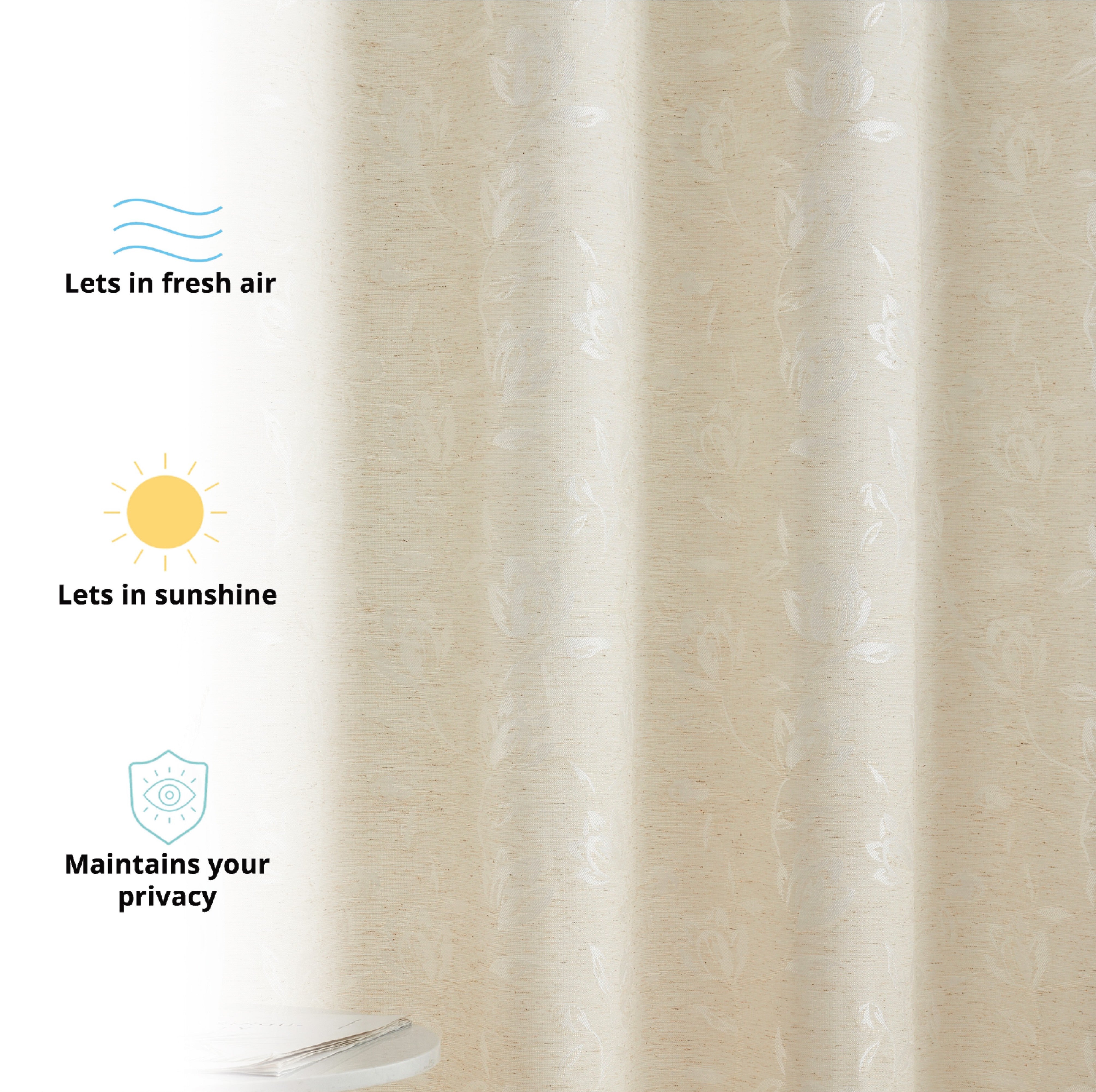 Zoey Burlap Floral Grommet Curtains