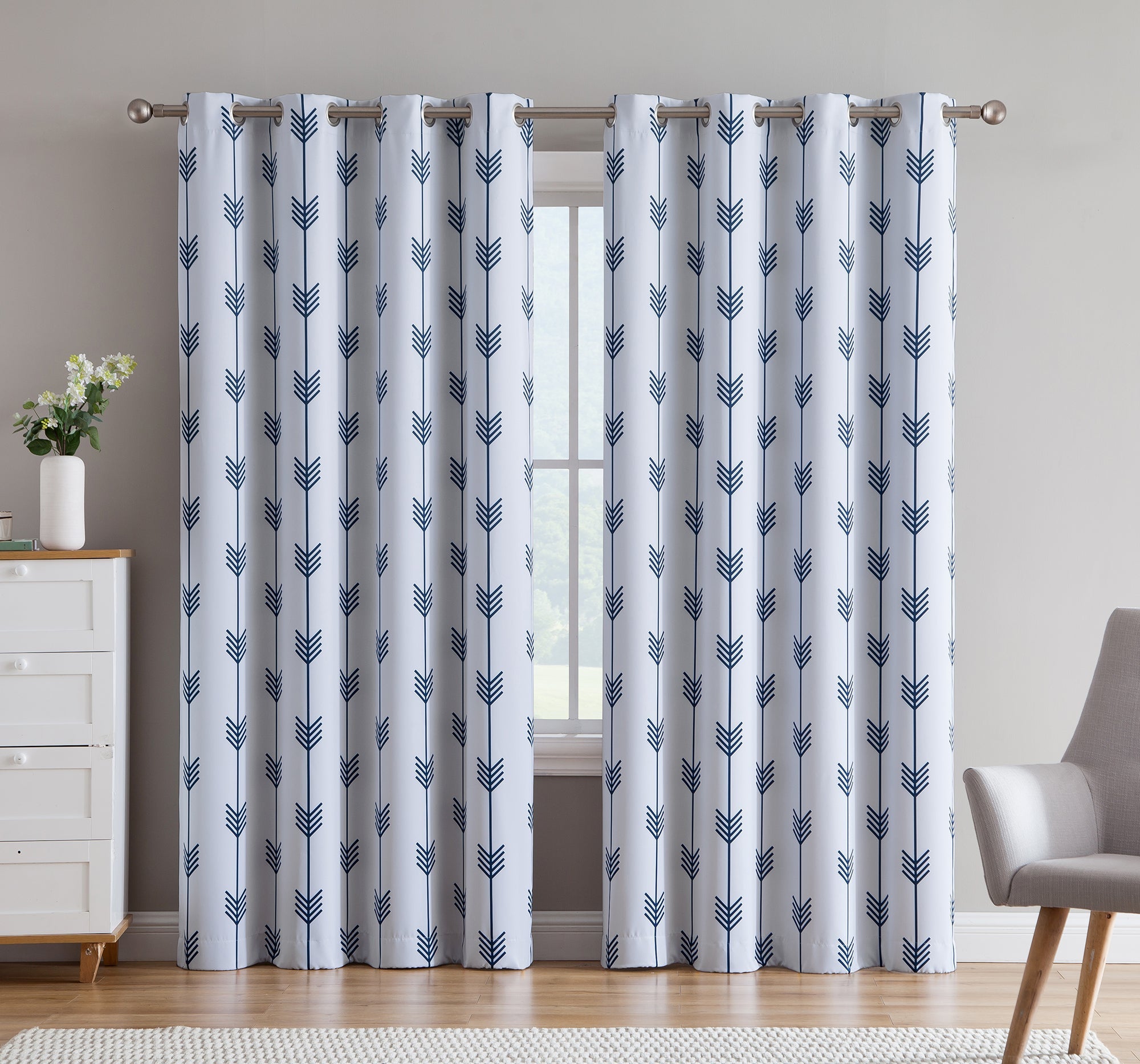 Arrow Print Room Darkening Grommet Curtain Panels