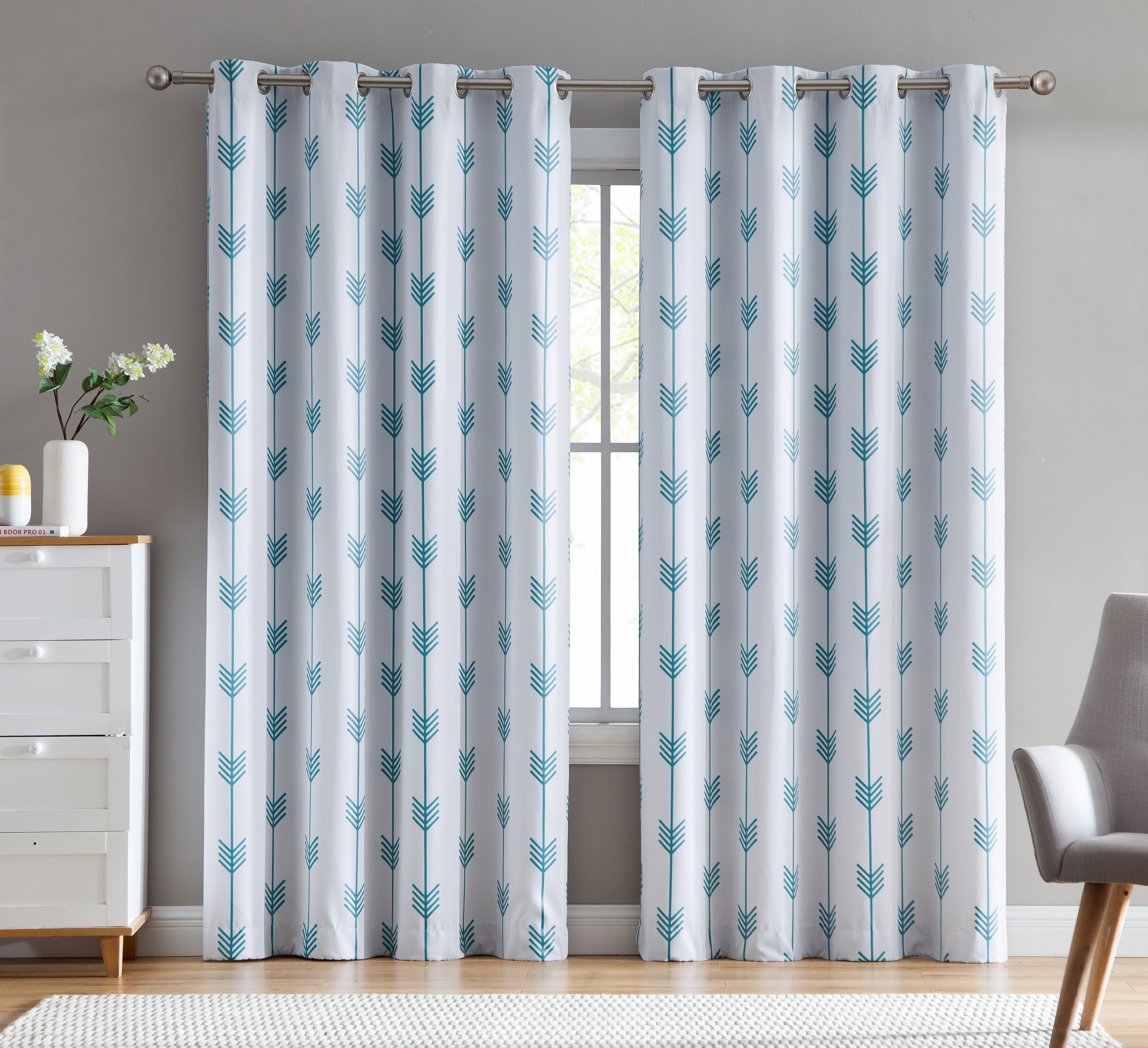 Arrow Print Room Darkening Grommet Curtain Panels