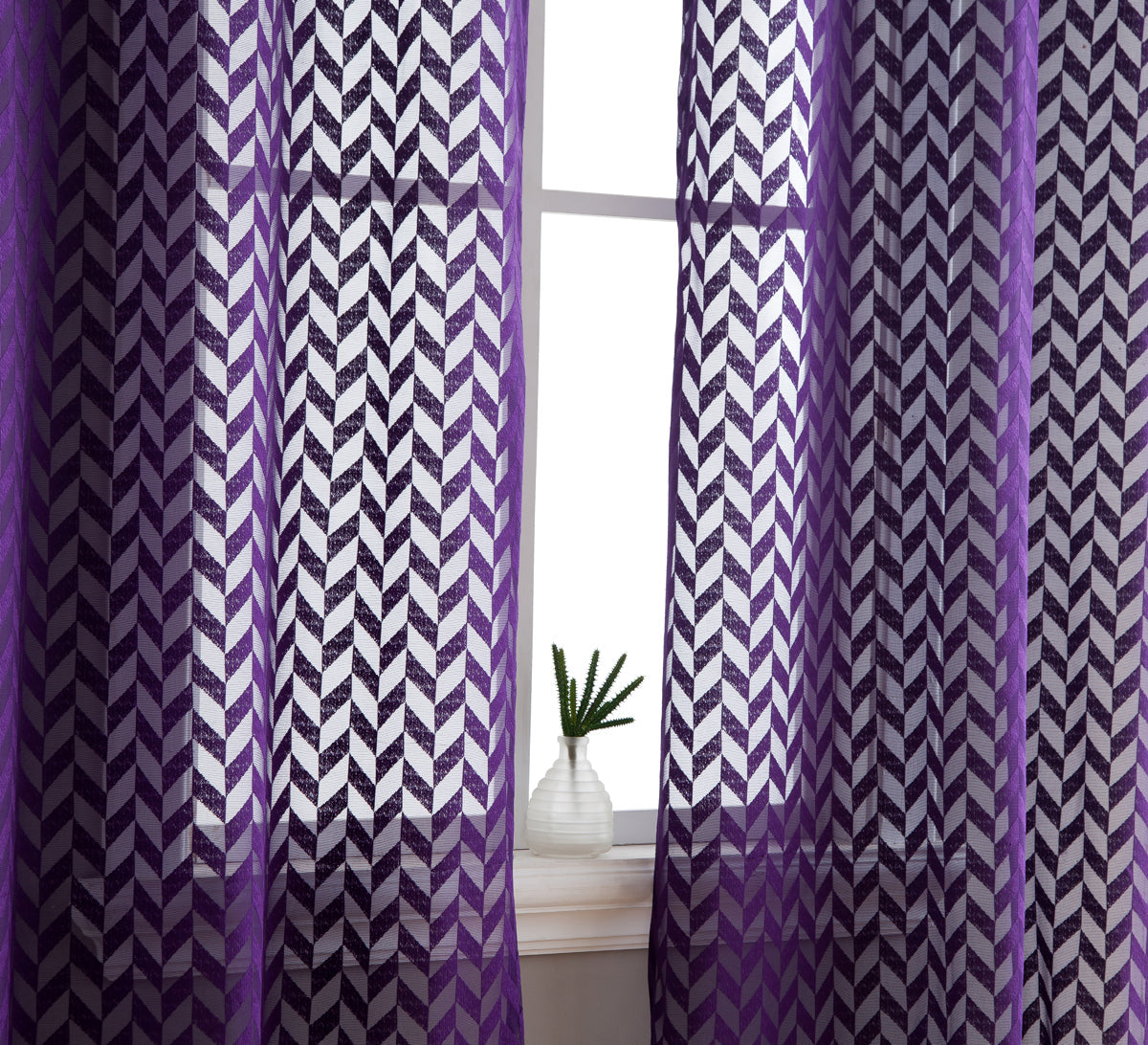 Herringbone Lace Sheer Rod Pocket Curtain Panels