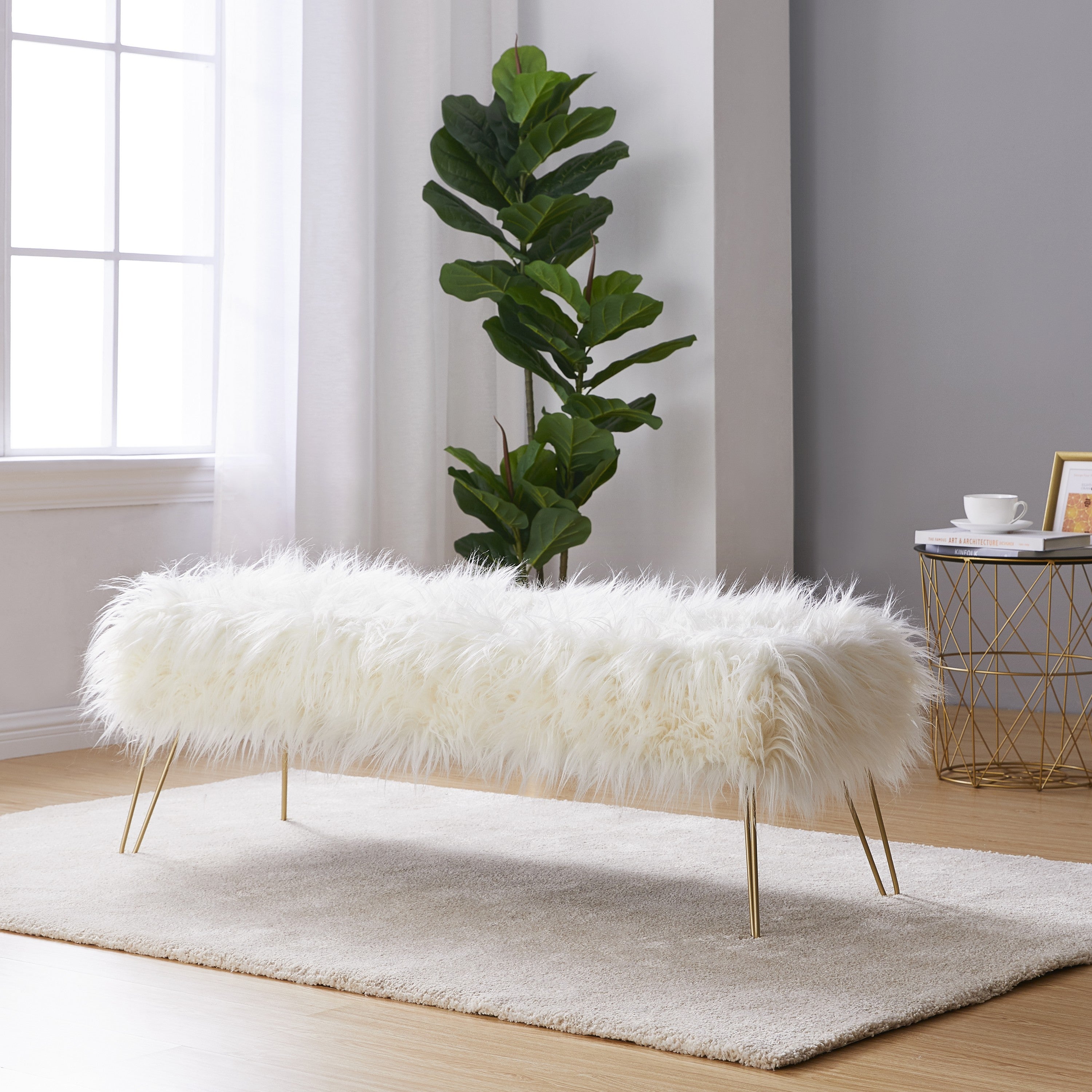 Faux Fur Ottoman