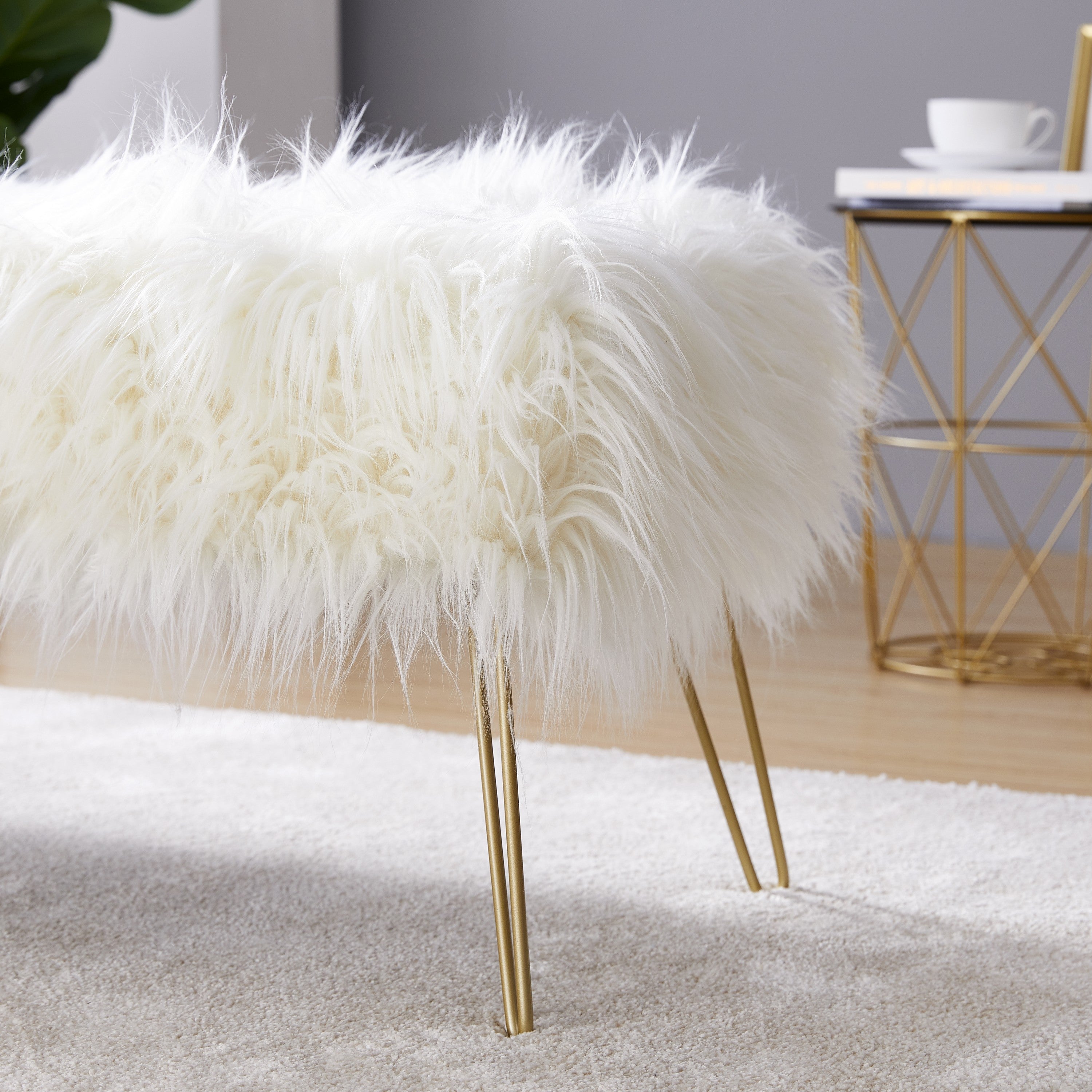Faux Fur Ottoman