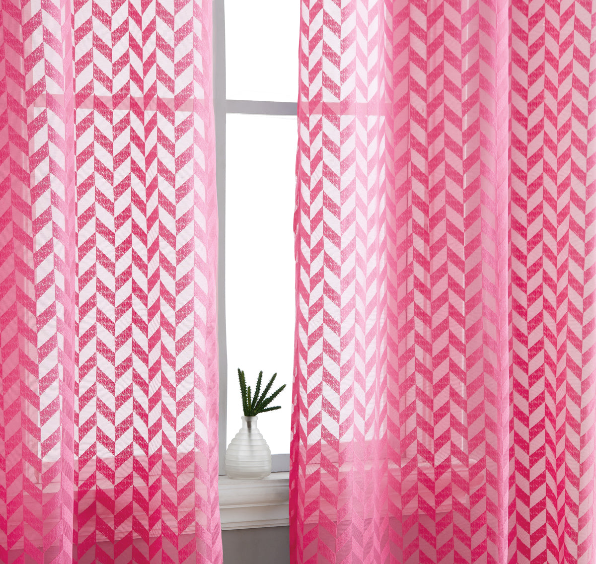 Herringbone Lace Sheer Rod Pocket Curtain Panels