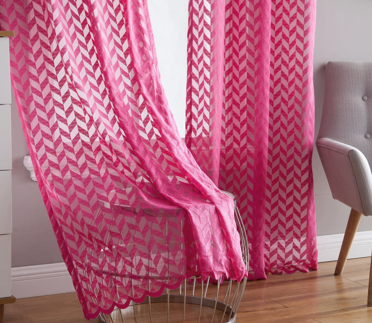 Herringbone Lace Sheer Rod Pocket Curtain Panels