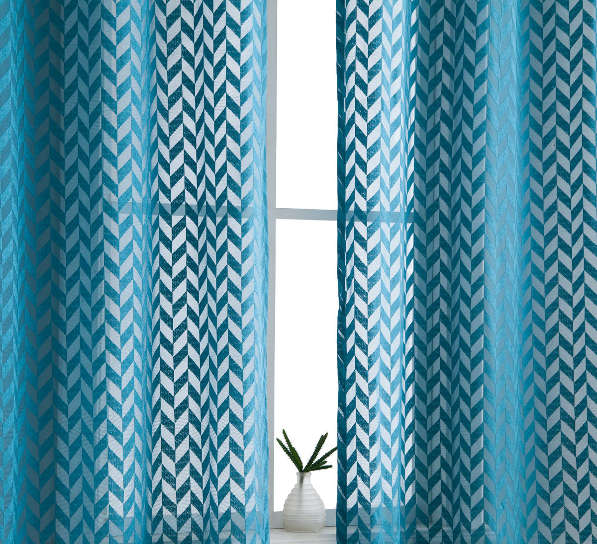 Herringbone Lace Sheer Rod Pocket Curtain Panels