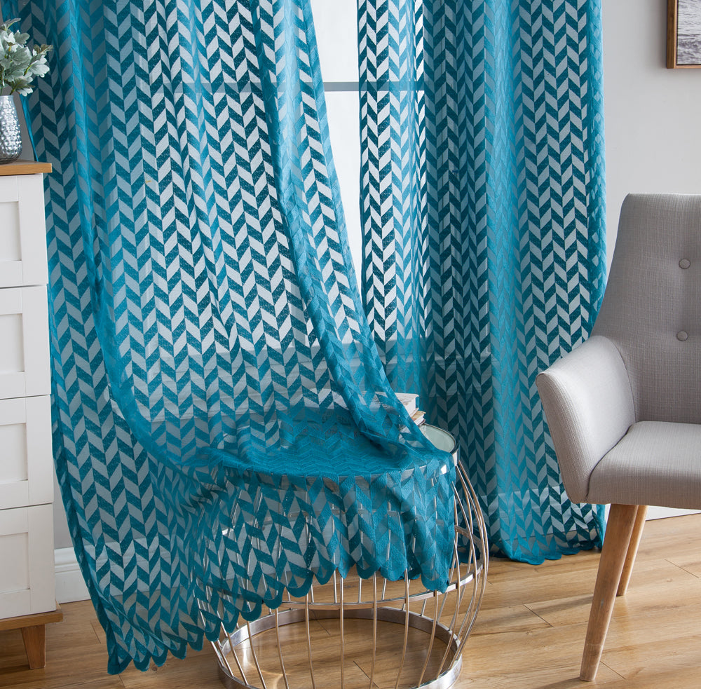 Herringbone Lace Sheer Rod Pocket Curtain Panels