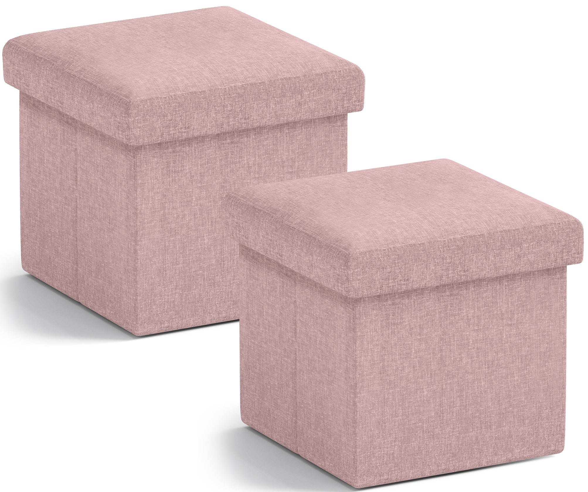 Ornavo Home Foldable Small Storage Ottoman - 12 x 12 x 12 - Set of 2