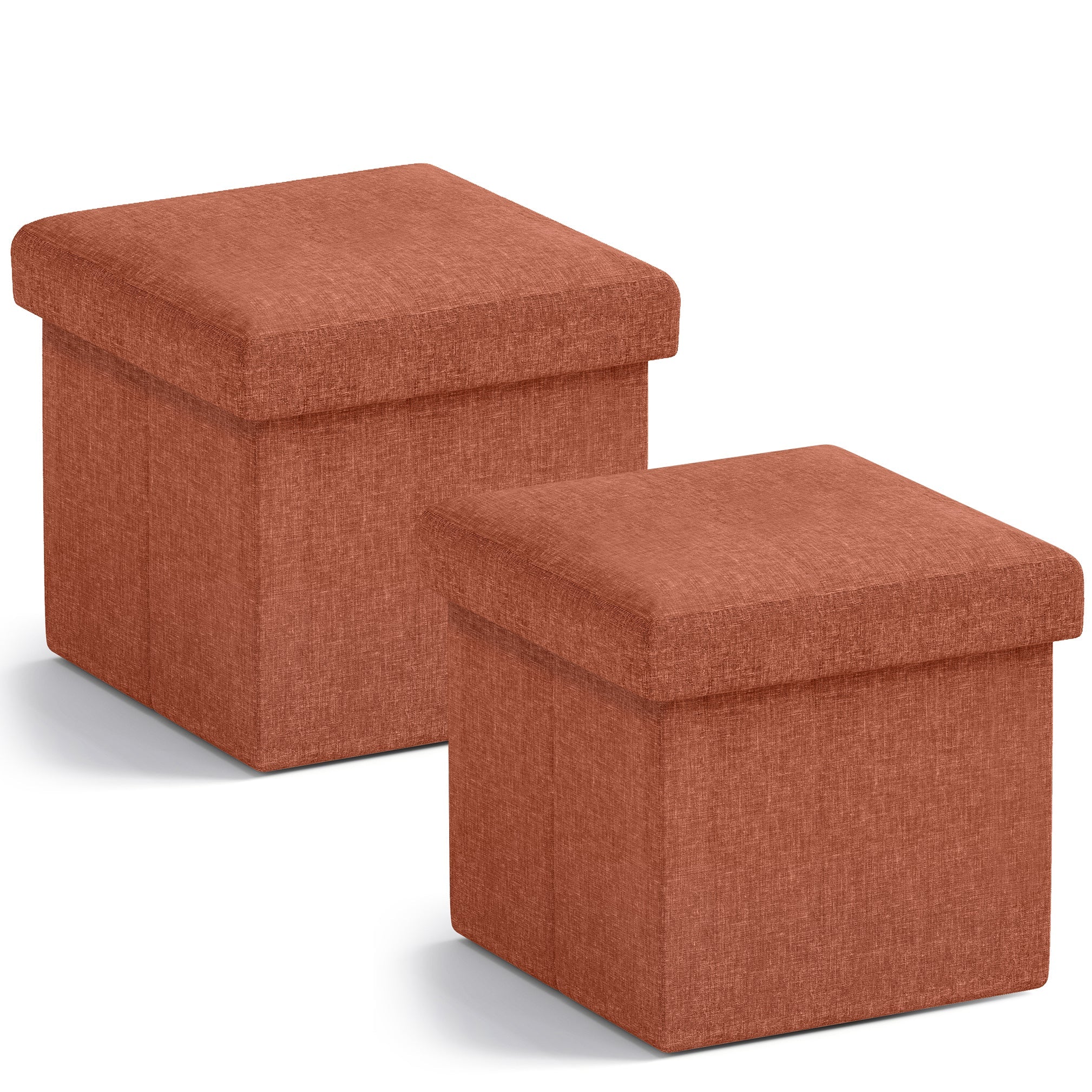Ornavo Home Foldable Small Storage Ottoman - 12 x 12 x 12 - Set of 2