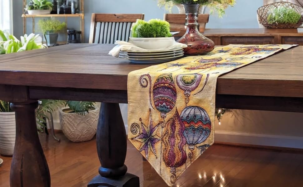 Bohemian Ornaments Colorful Holiday Lanterns Tapestry Dining Table Runner (14916)