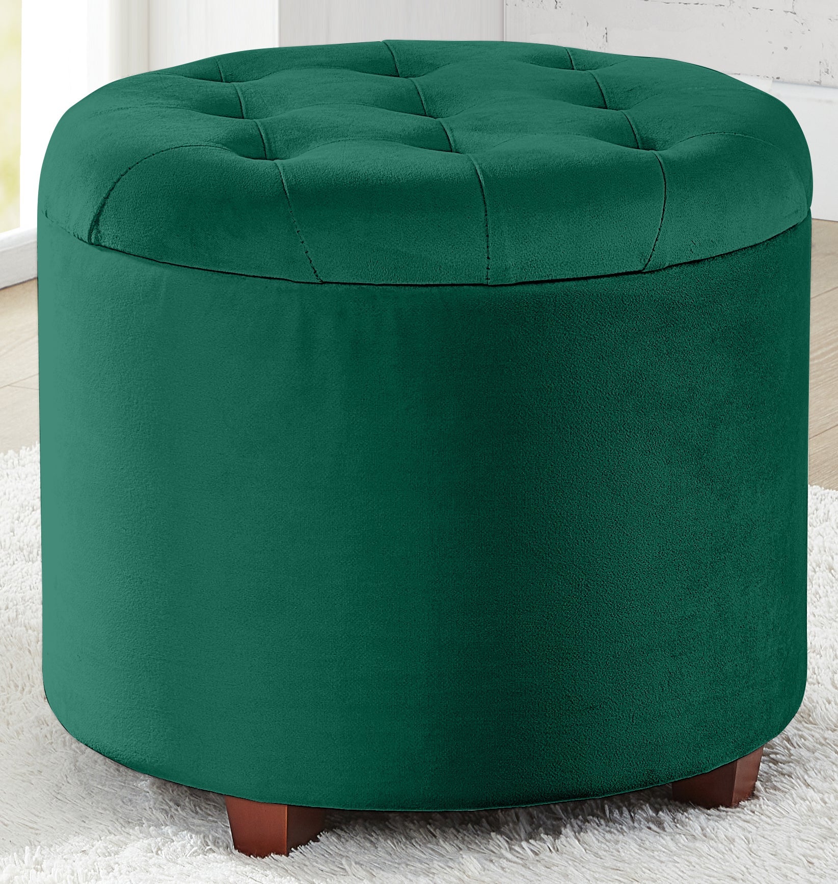 Donovan Round Tufted Storage Ottoman