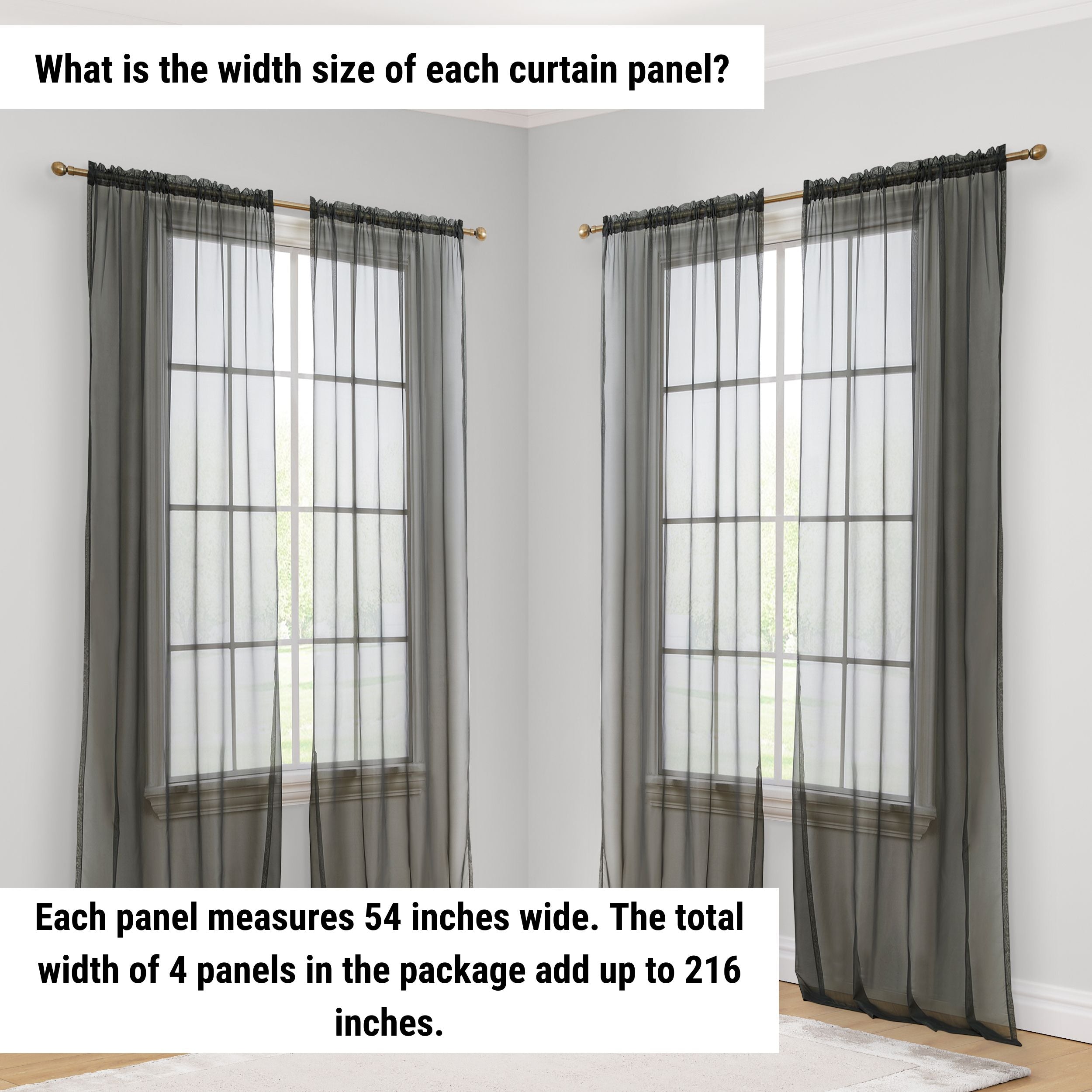 Lucento Sheer Voile Rod Pocket Curtain Panels - Set of 4