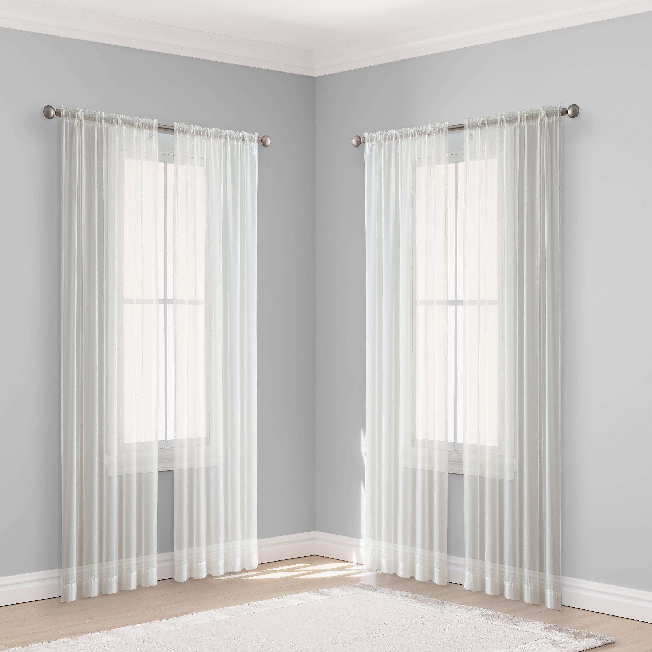 Lucento Sheer Voile Rod Pocket Curtain Panels - Set of 4