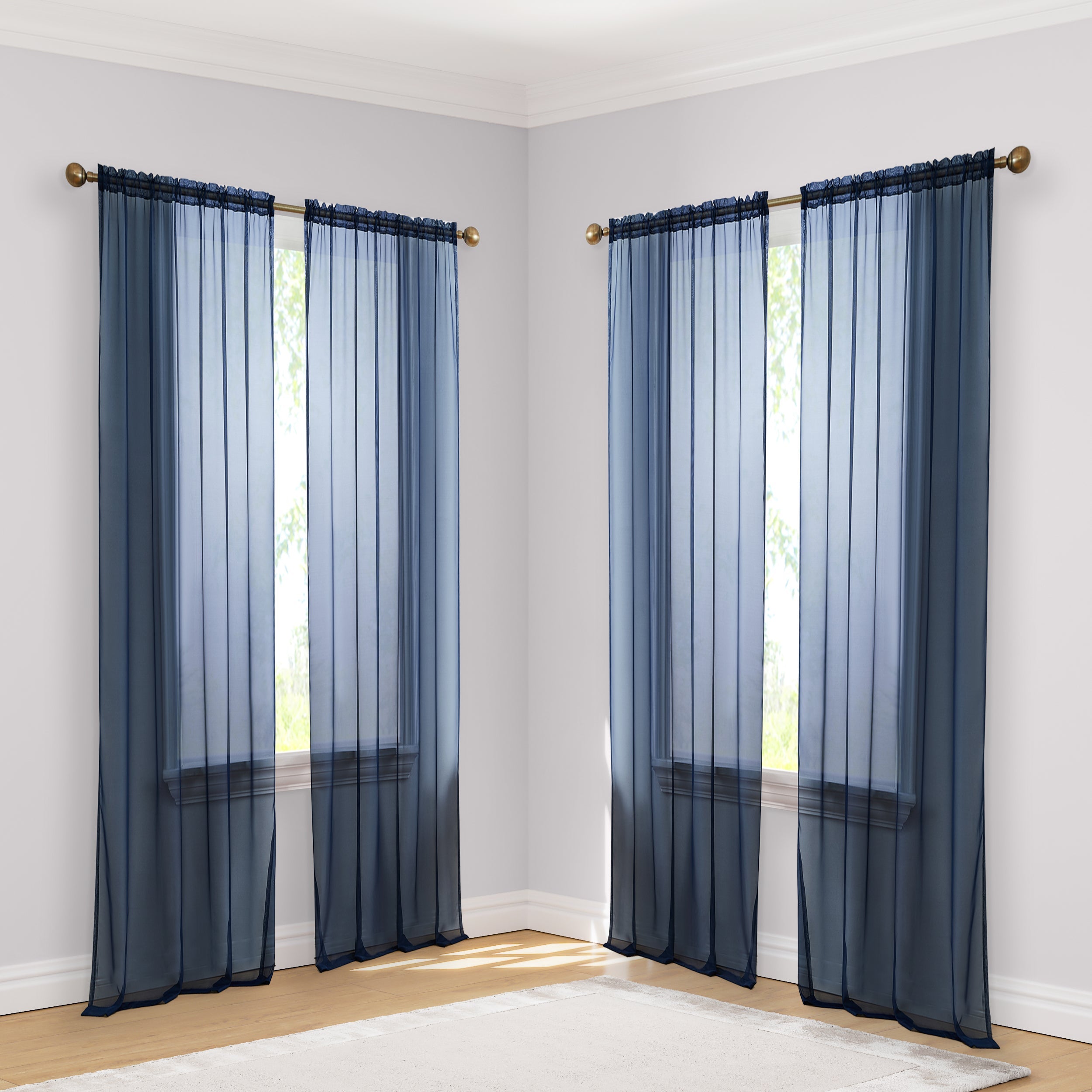 Lucento Sheer Voile Rod Pocket Curtain Panels - Set of 4