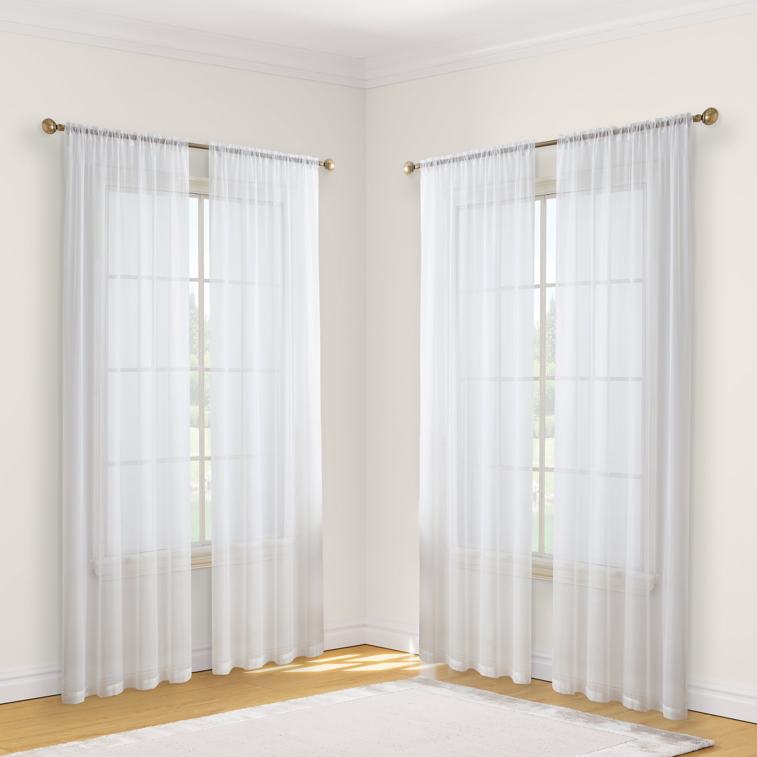 Lucento Sheer Voile Rod Pocket Curtain Panels - Set of 4