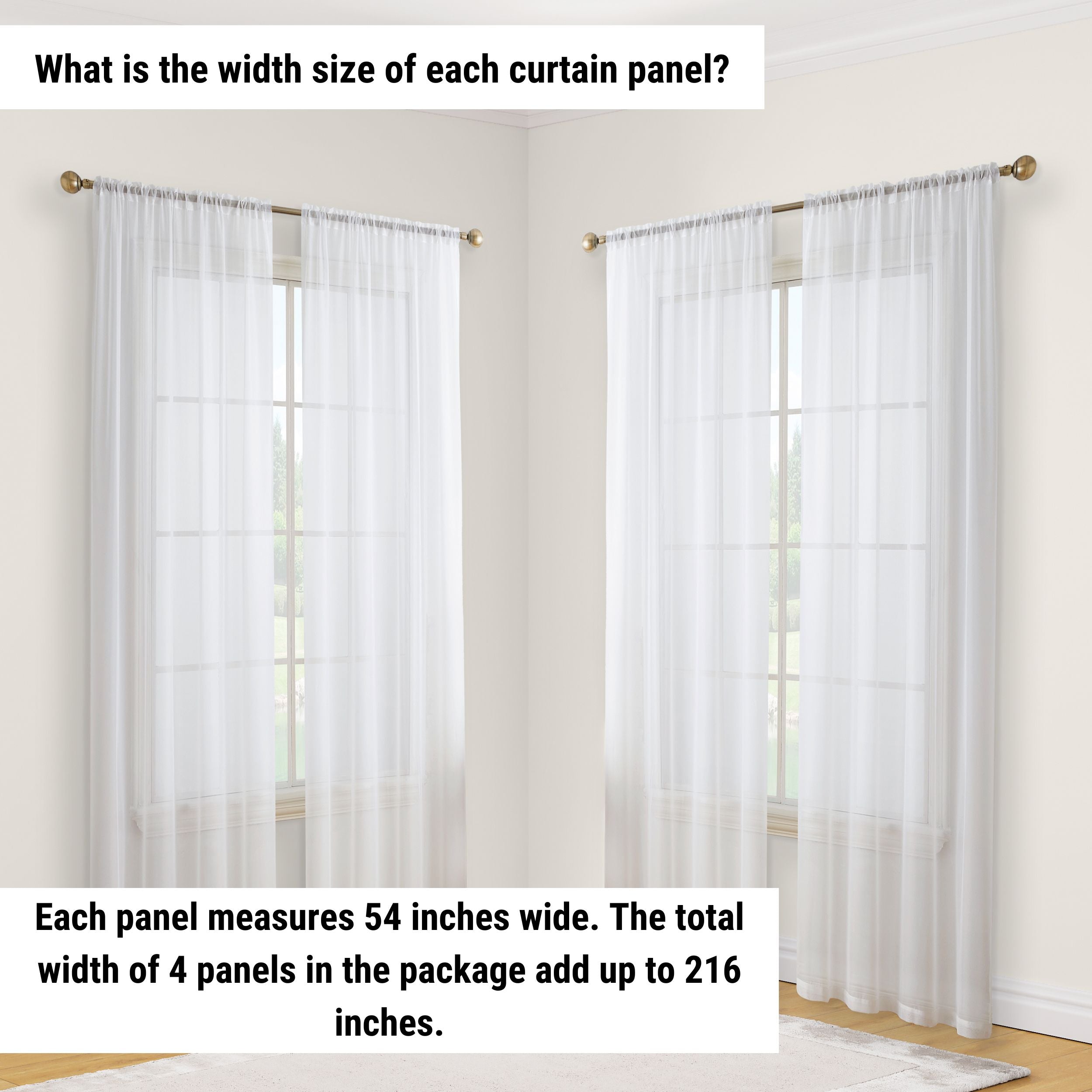 Lucento Sheer Voile Rod Pocket Curtain Panels - Set of 4