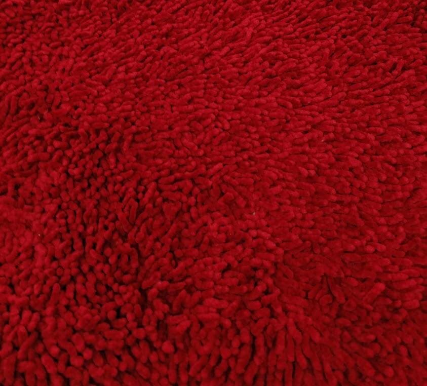 Burgundy Red Shaggy Soft Chenille Noodle Carpet Rug Bath Mat