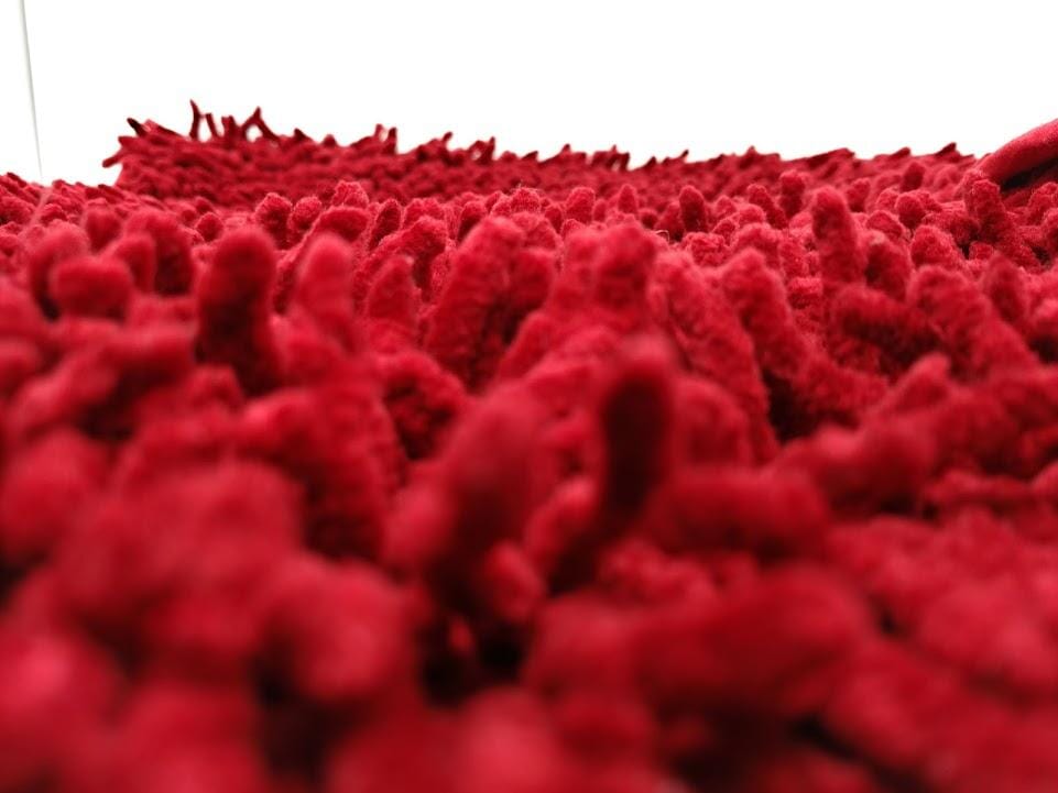 Burgundy Red Shaggy Soft Chenille Noodle Carpet Rug Bath Mat