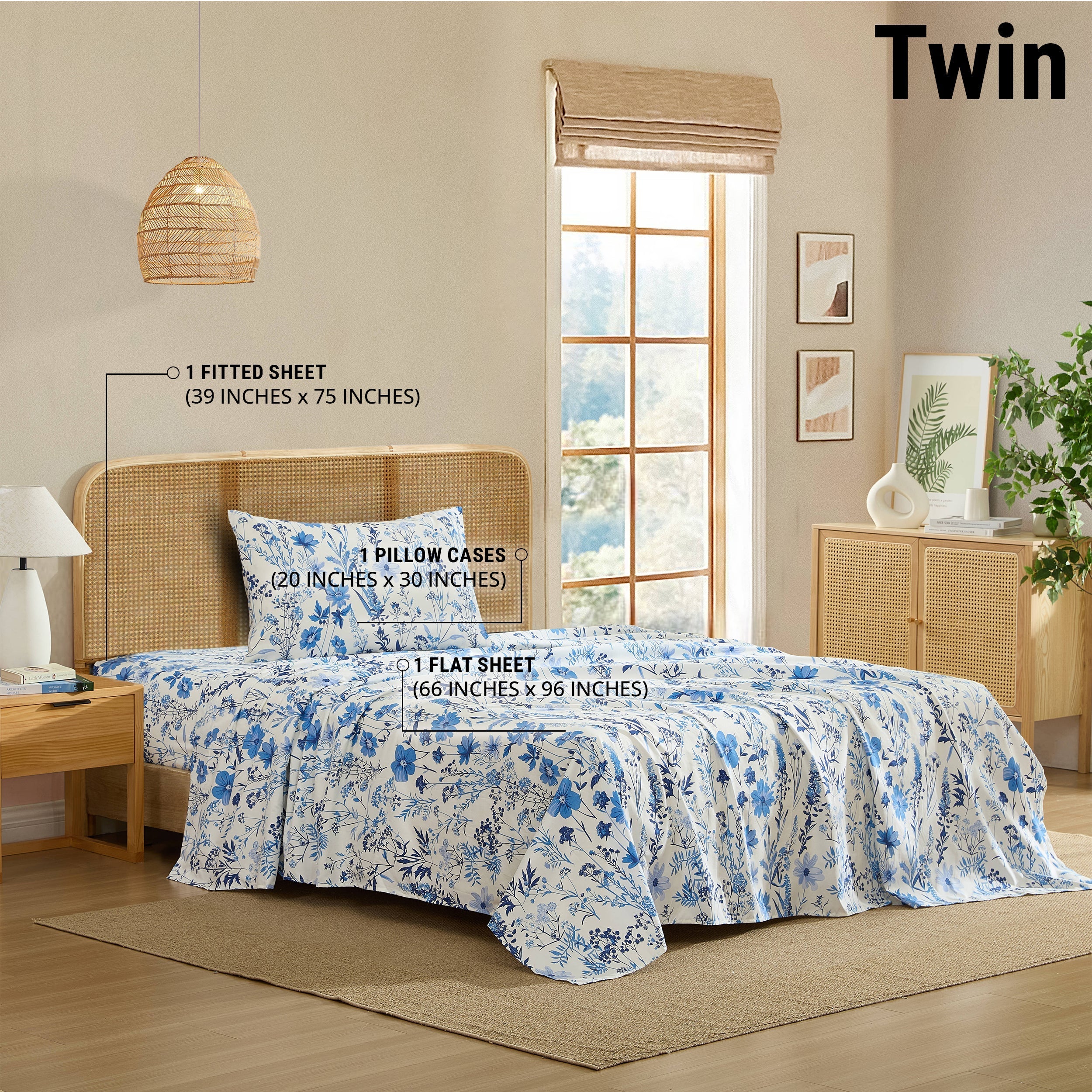 Blue Floral Bed Sheets