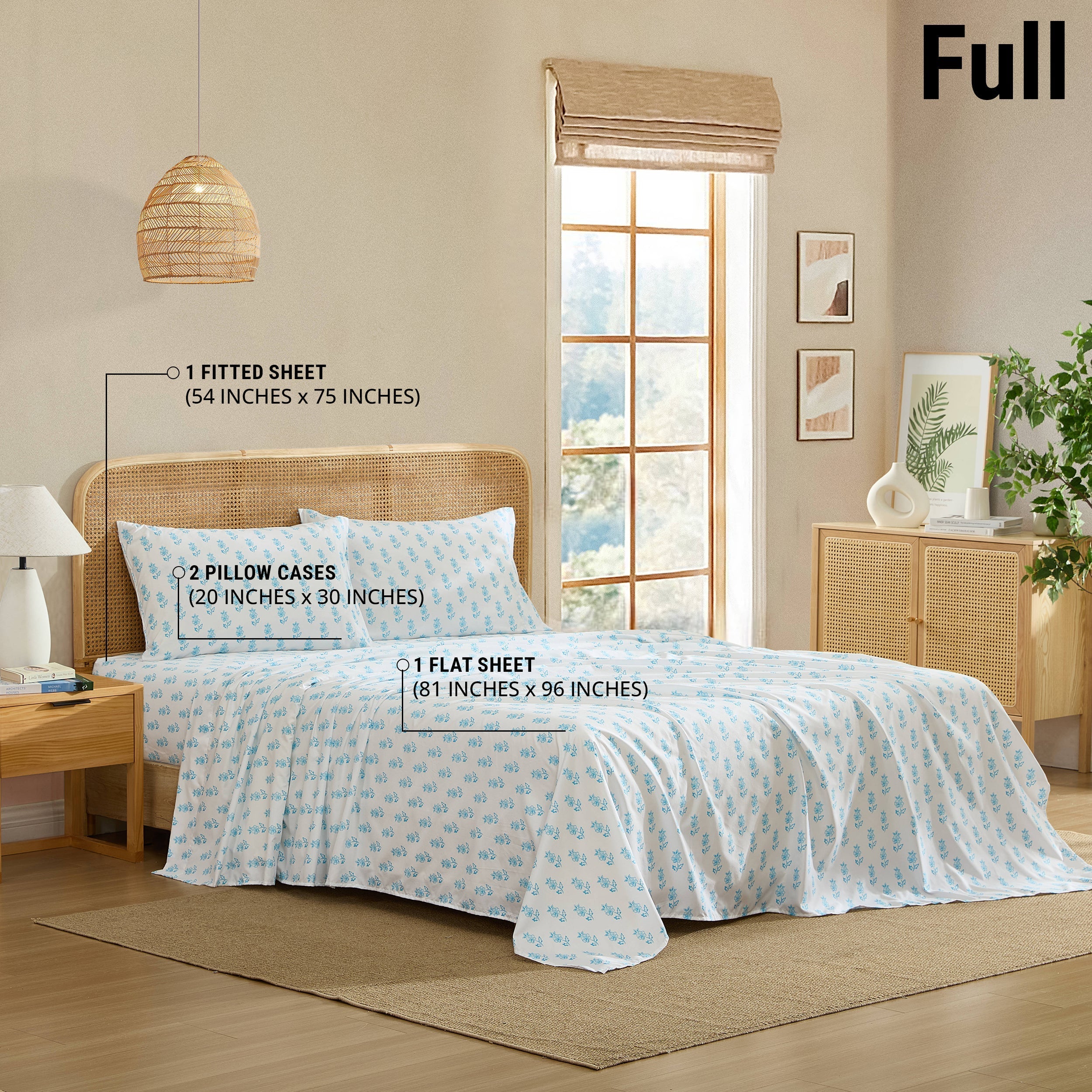 Blue Single Floral Bed Sheets