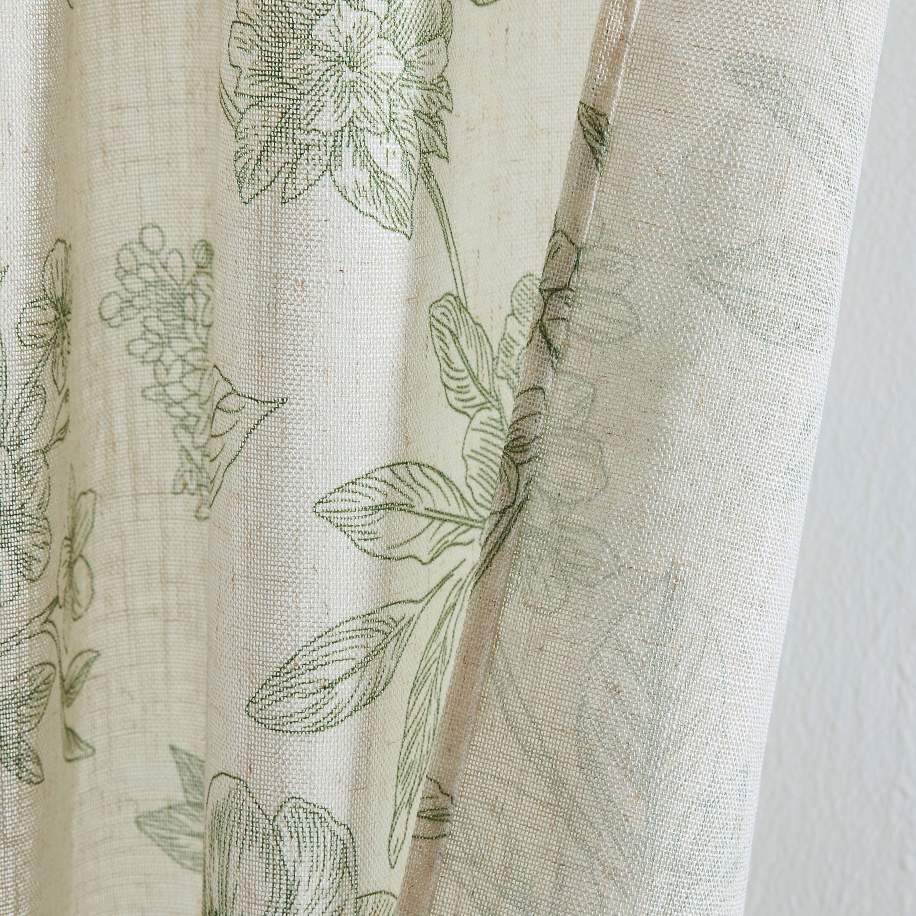 Brookville Linen Floral Back Tab Rod Pocket Curtains