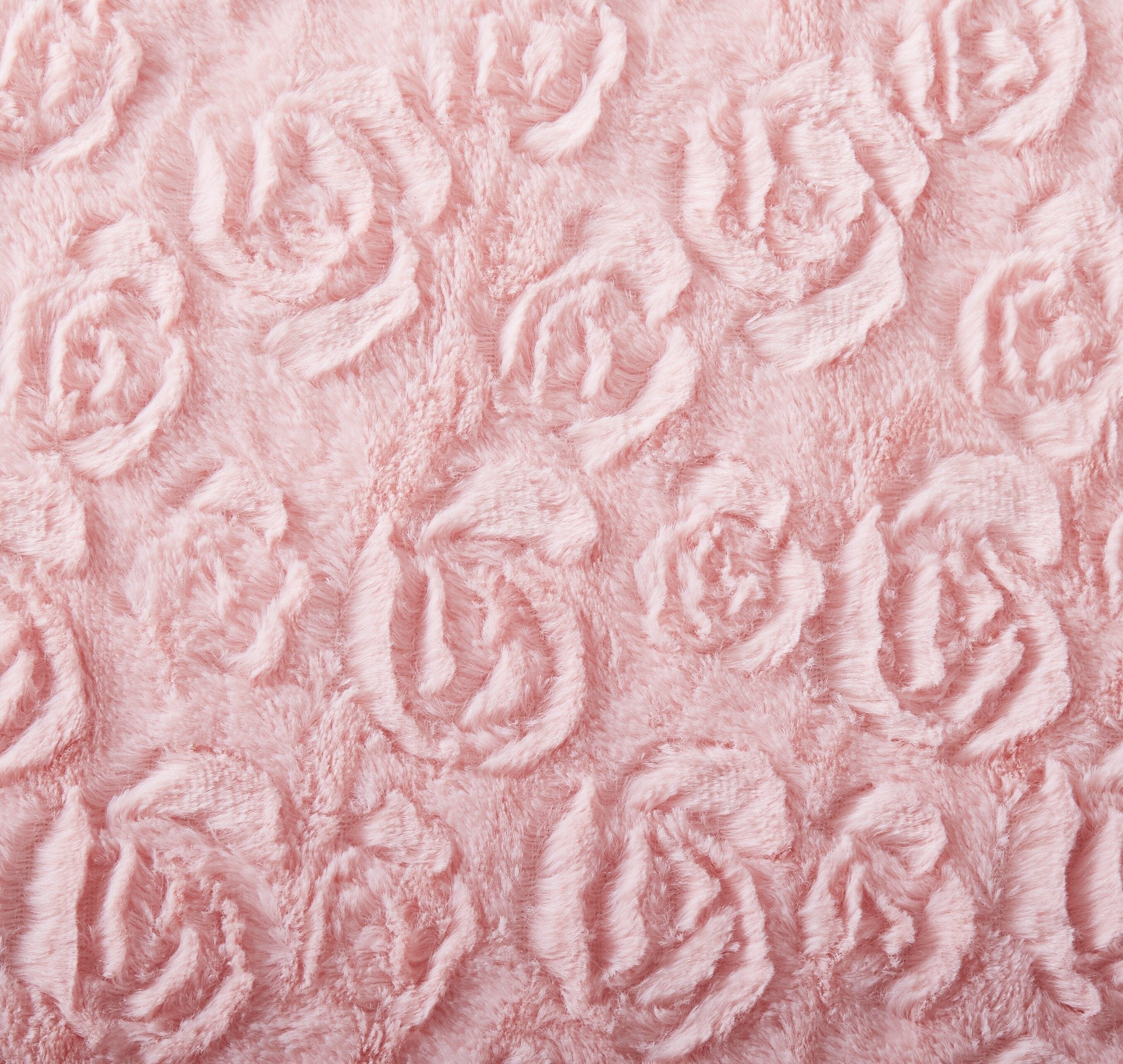 Rosey Pastel Blossom Pink Faux Fur Euro Throw Pillow Cover (171752)