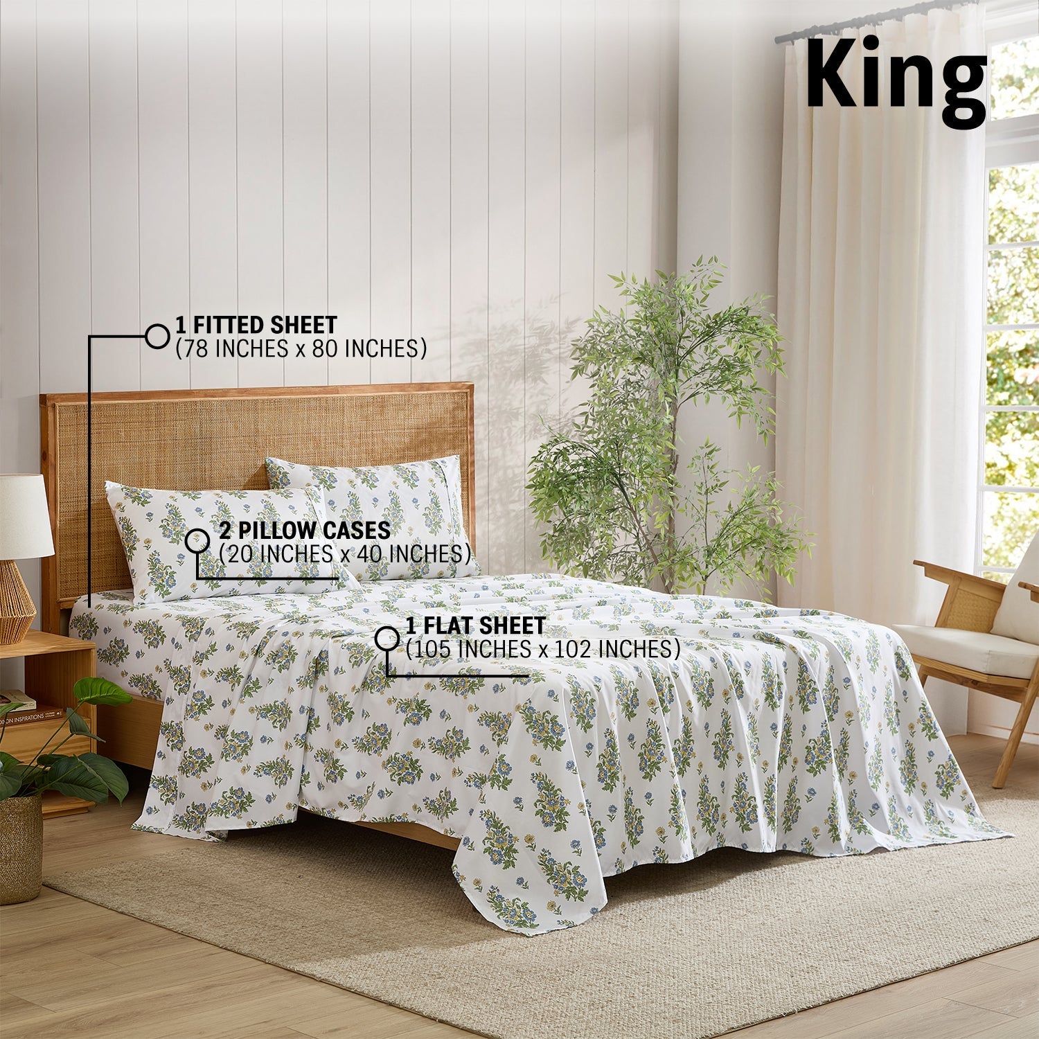 Color Block Floral Bed Sheets