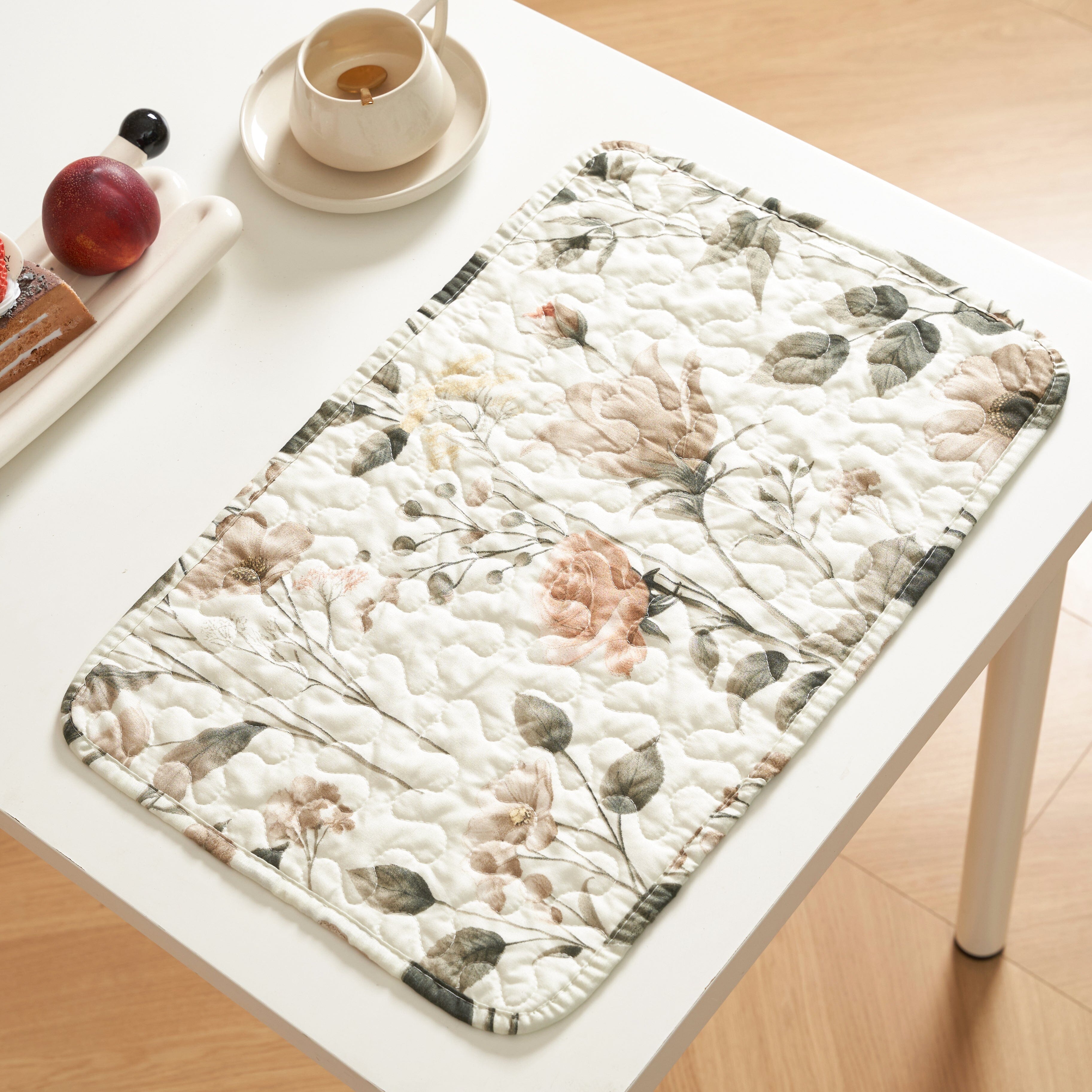 Enchanted Meadow Placemats - Set of 4, Floral Elegance in Beige, Rose, and Soft Green, Premium Soft Microfiber, Perfect for Any Meal, 13x19 Inches