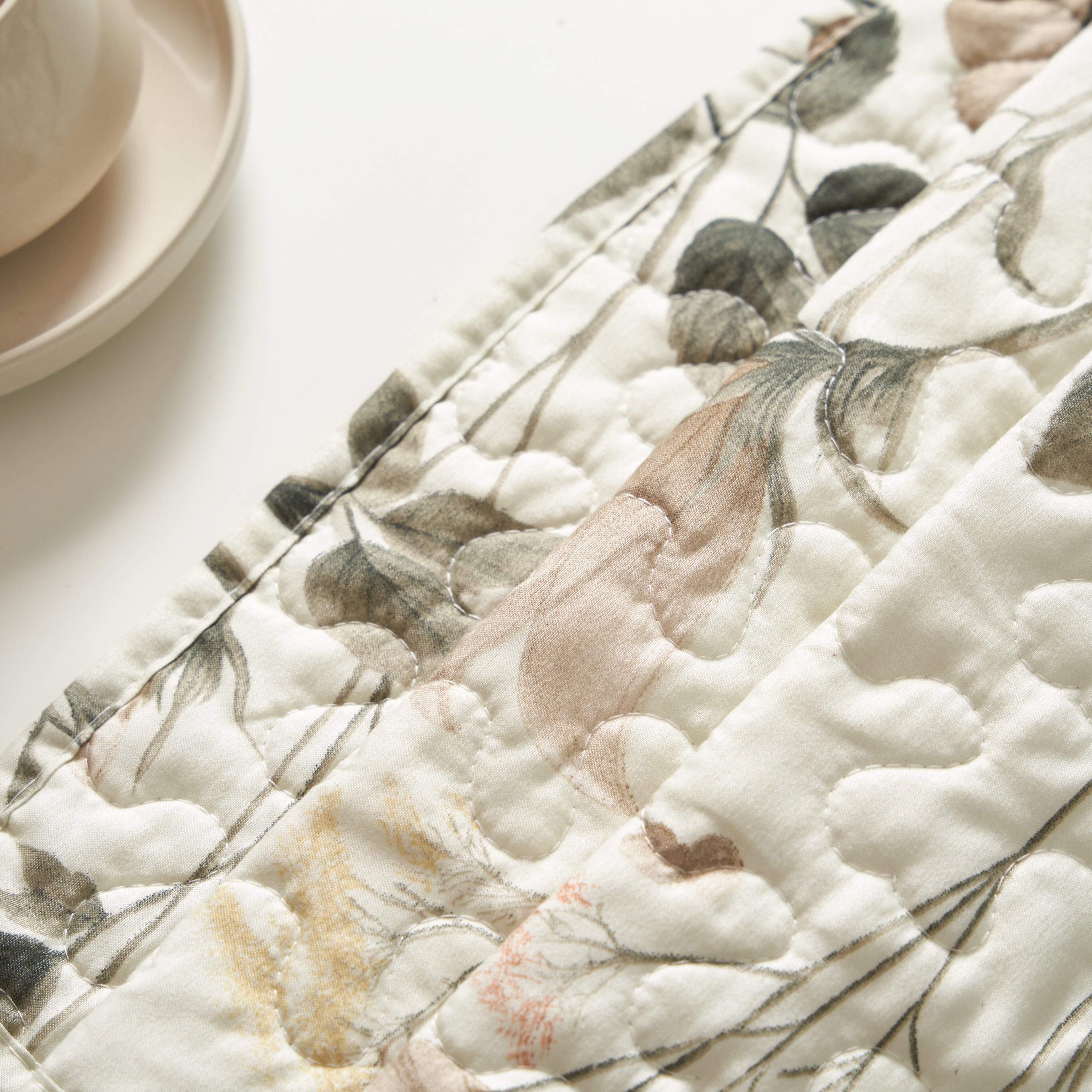 Enchanted Meadow Placemats - Set of 4, Floral Elegance in Beige, Rose, and Soft Green, Premium Soft Microfiber, Perfect for Any Meal, 13x19 Inches