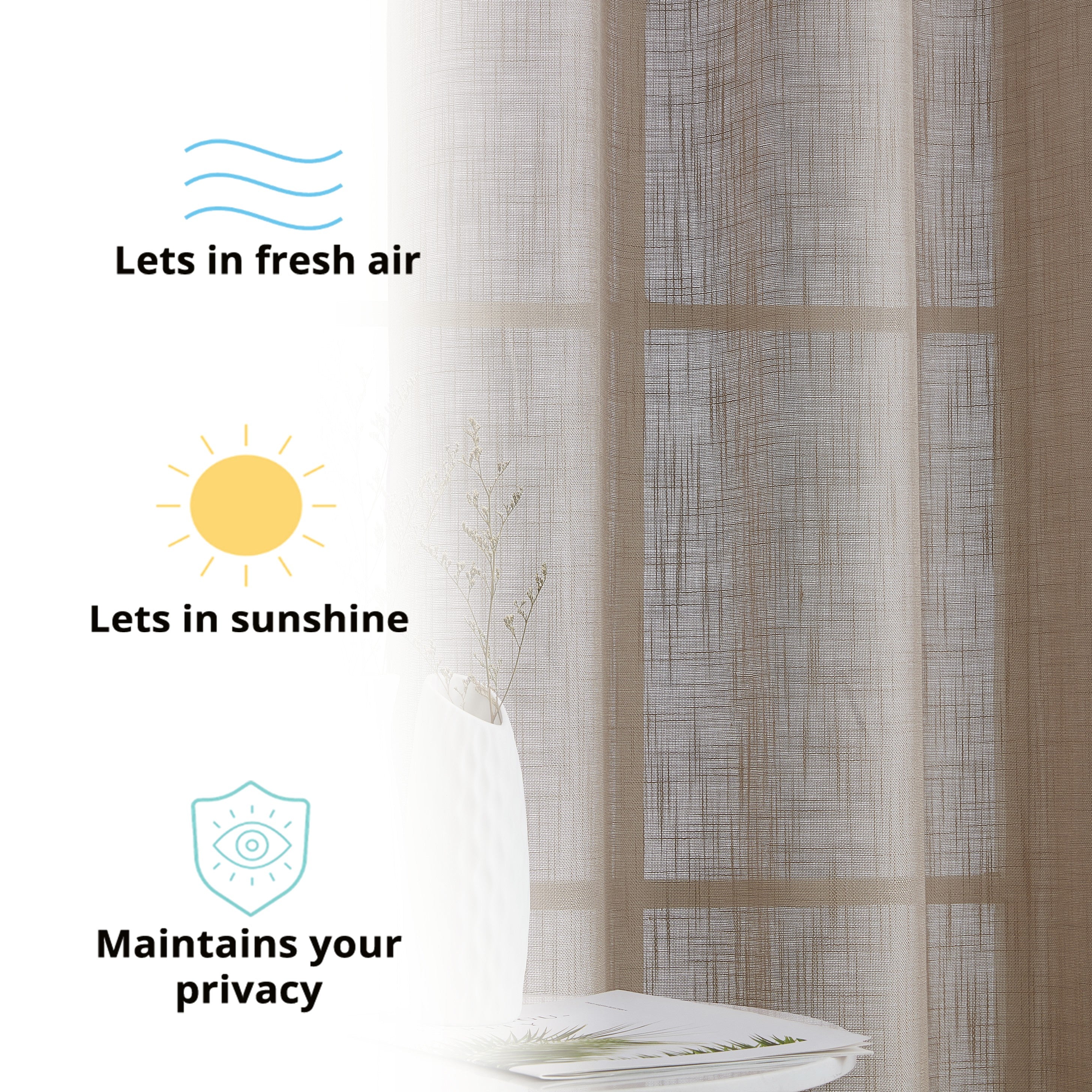 Abbey Faux Linen Grommet Curtain Panels