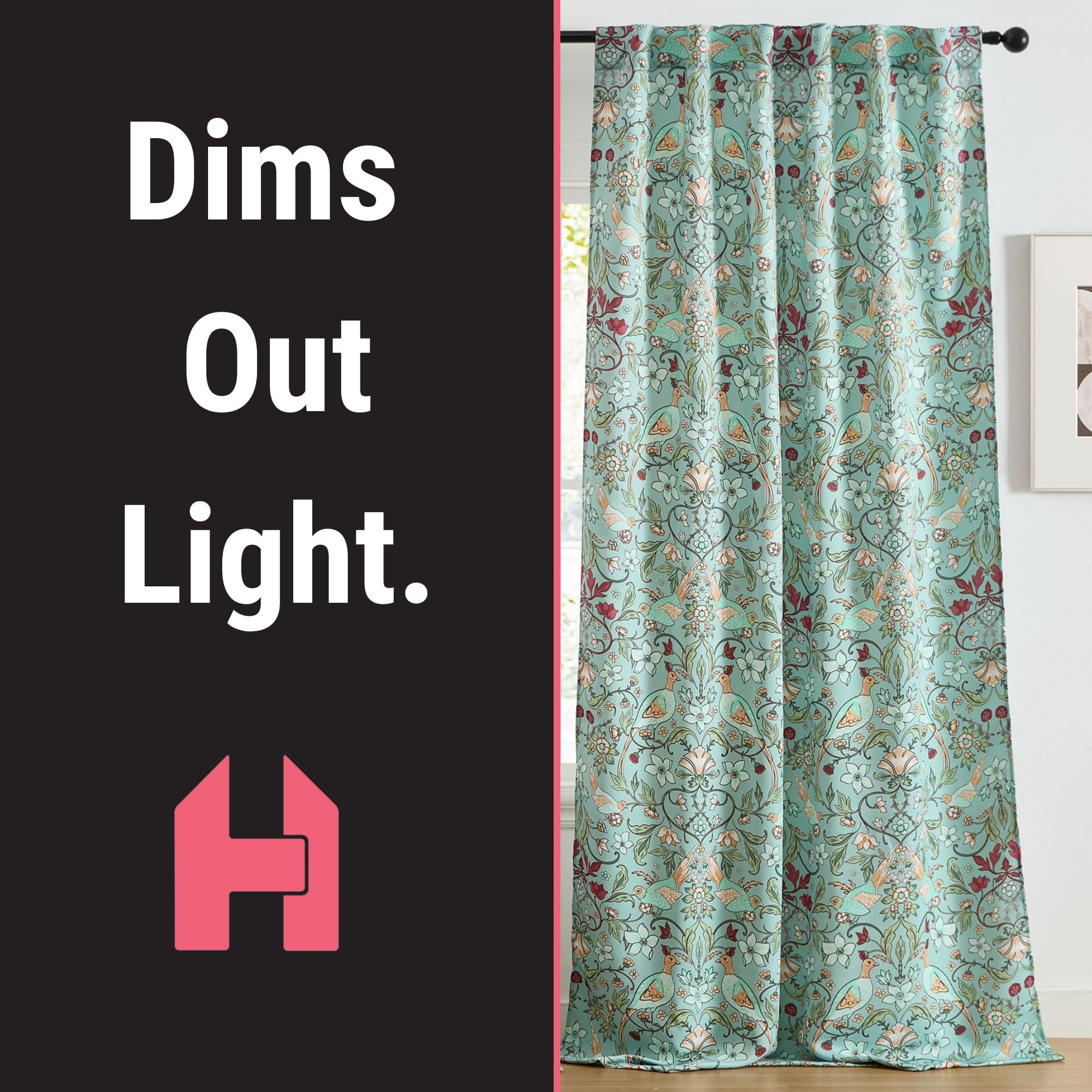 Florence Floral & Birds Curtains - Set of 2