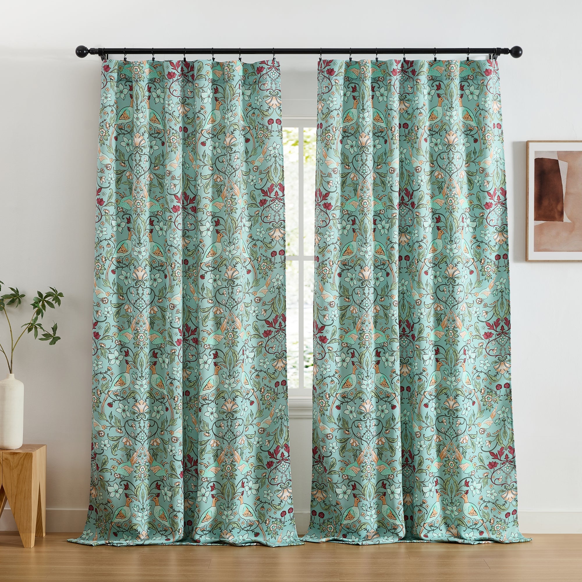 Florence Floral & Birds Curtains - Set of 2