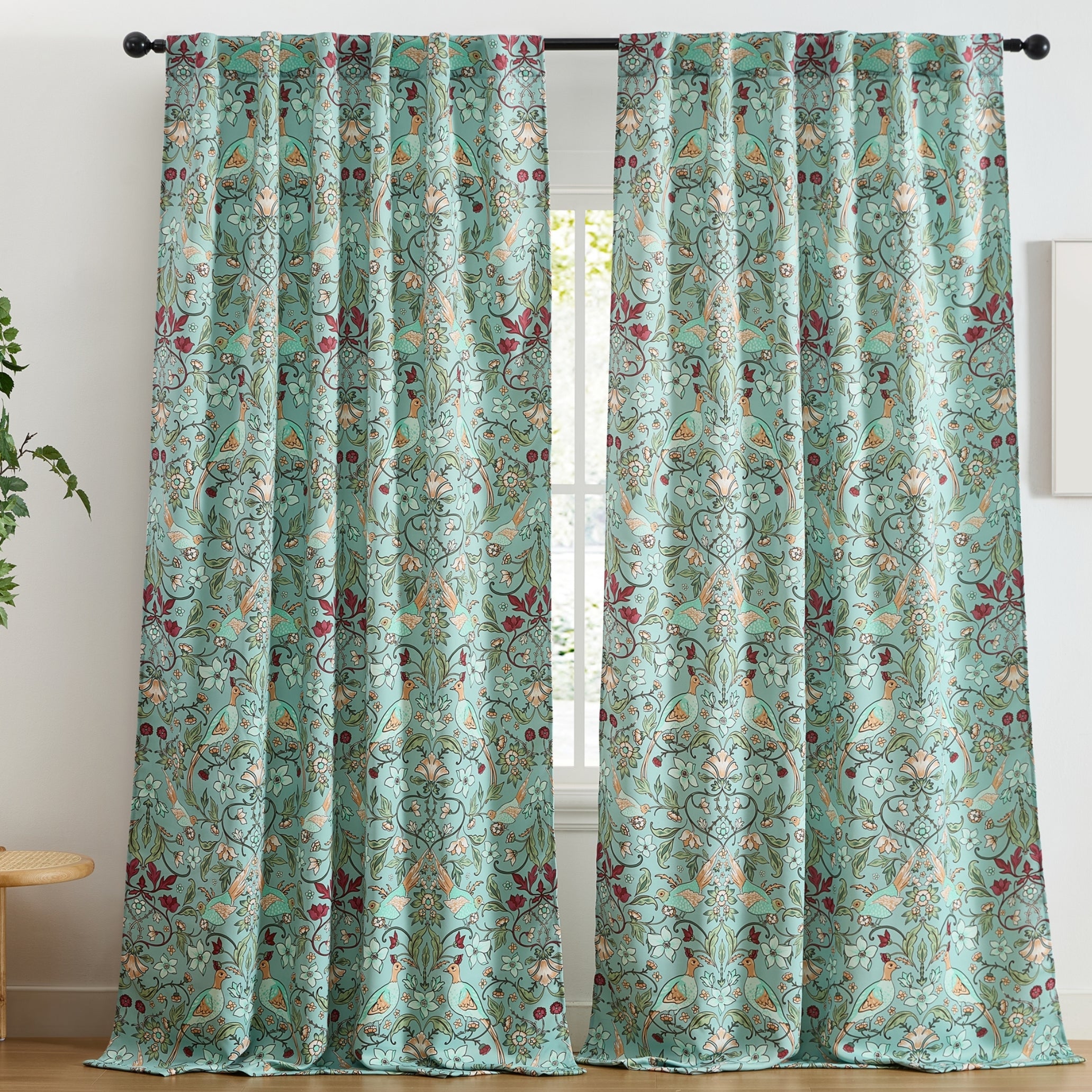 Florence Floral & Birds Curtains - Set of 2