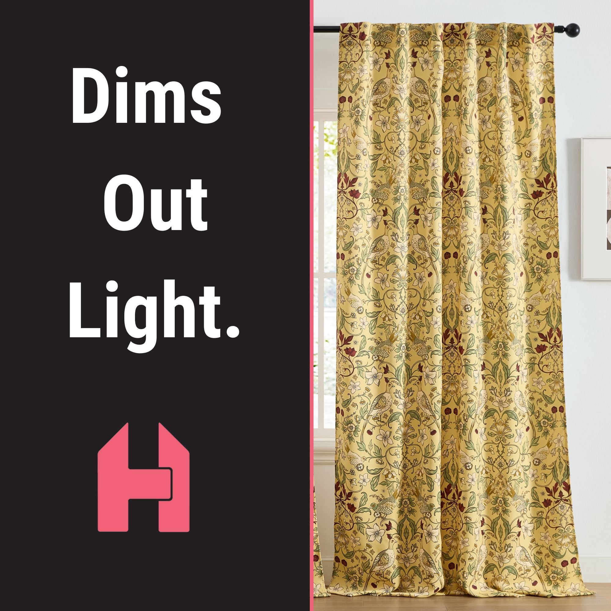 Florence Floral & Birds Curtains - Set of 2