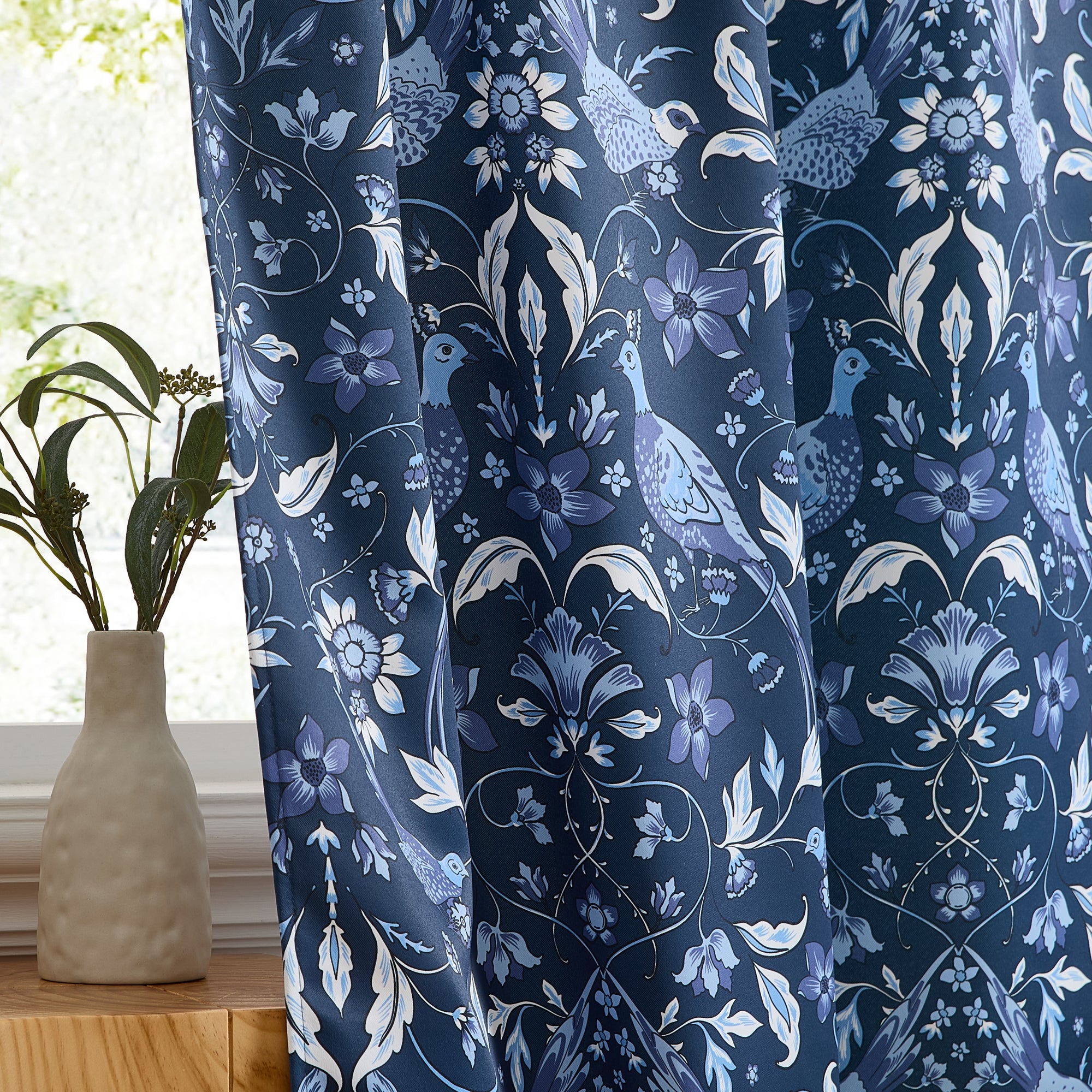 Florence Floral & Birds Curtains - Set of 2