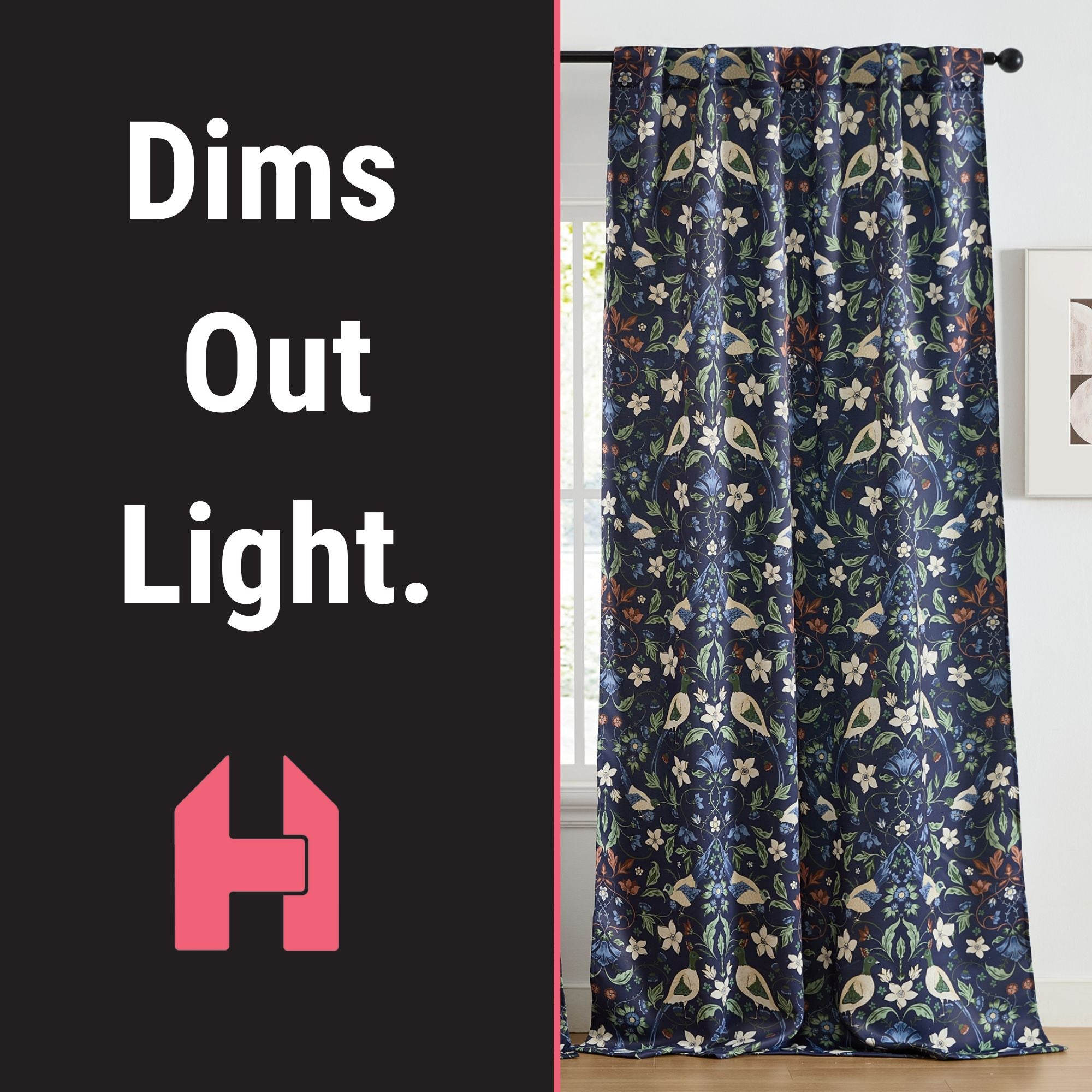 Florence Floral & Birds Curtains - Set of 2