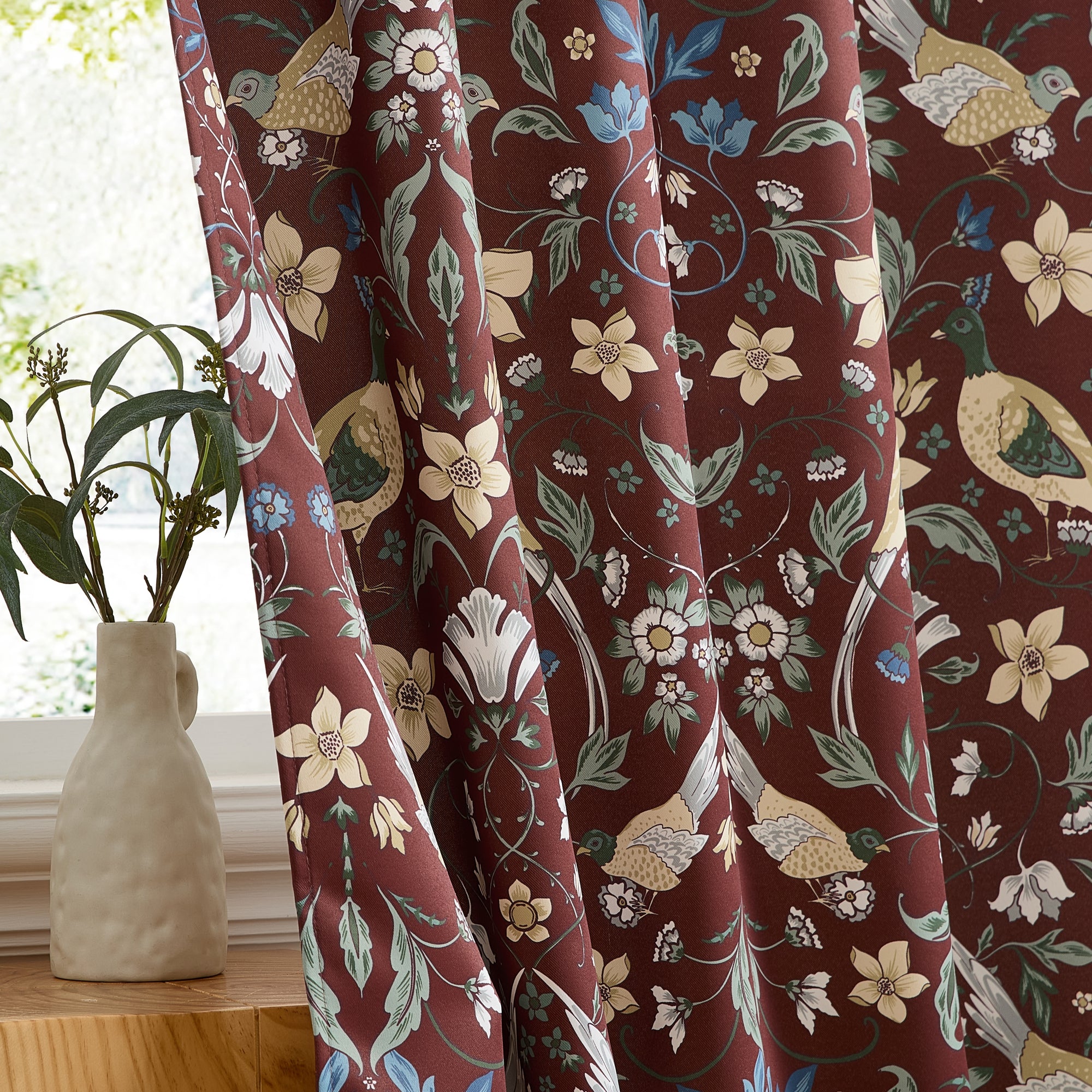 Florence Floral & Birds Curtains - Set of 2