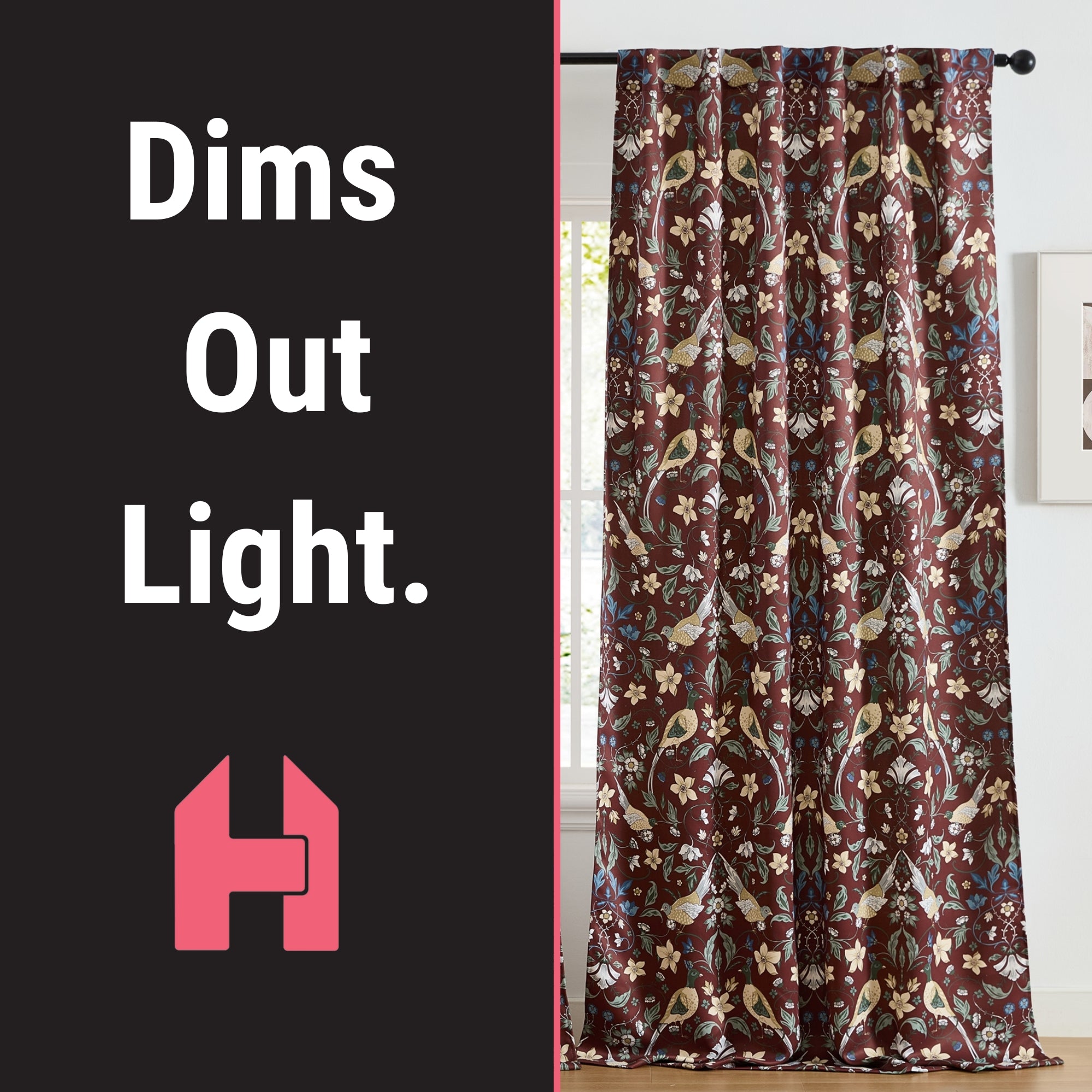 Florence Floral & Birds Curtains - Set of 2