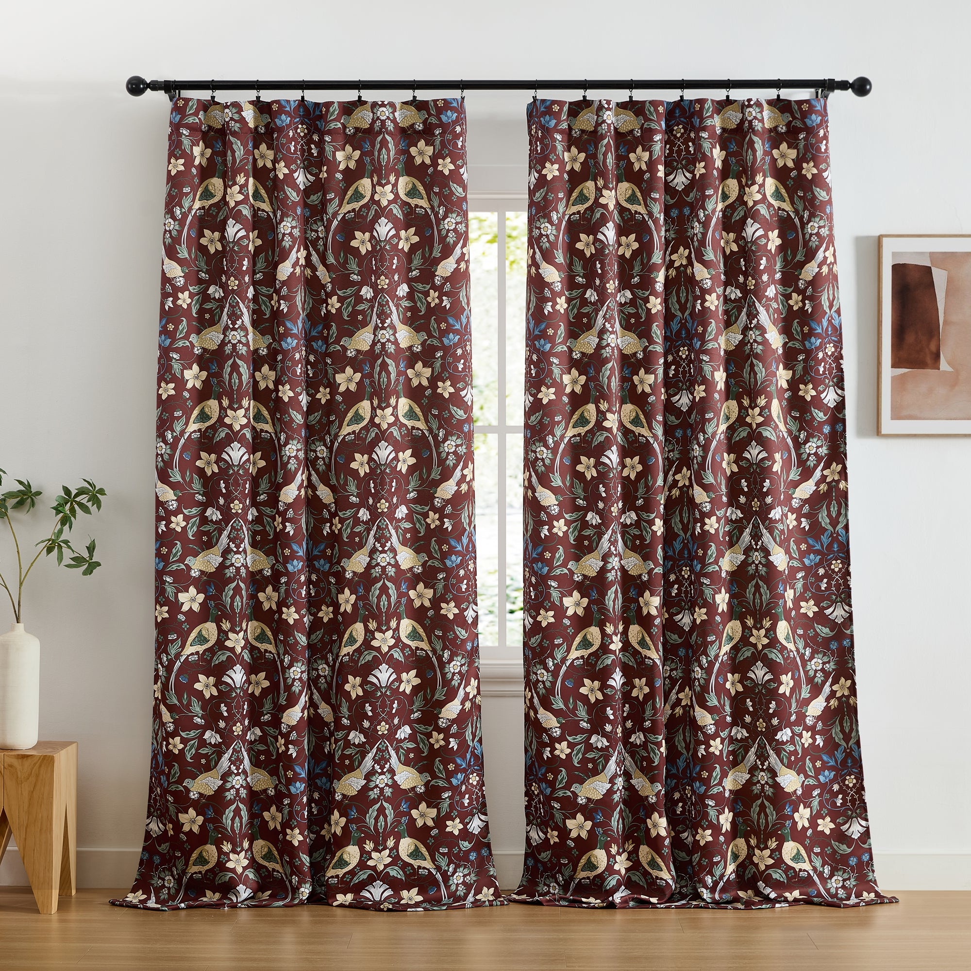 Florence Floral & Birds Curtains - Set of 2