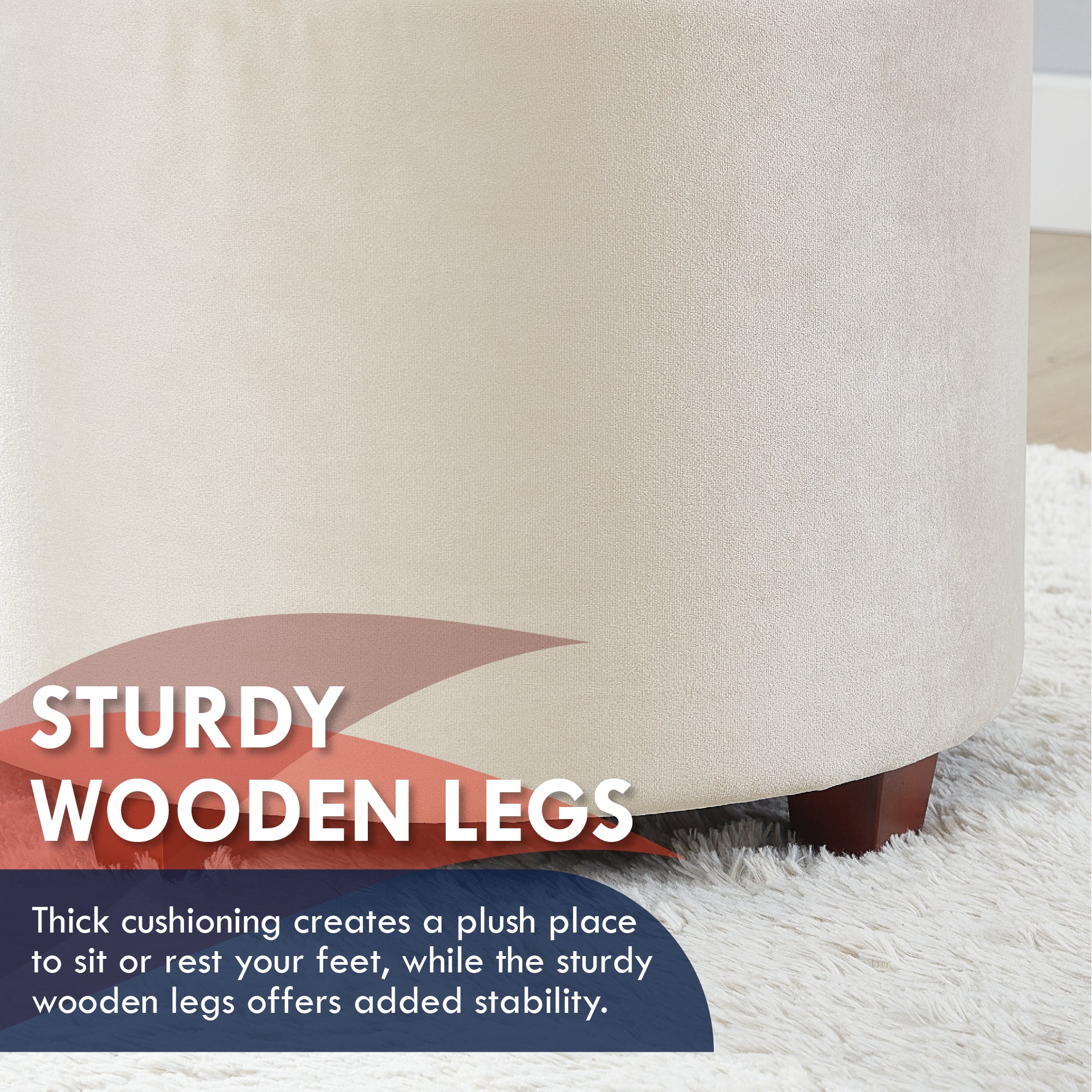 Donovan Round Tufted Velvet Storage Ottoman - Cream