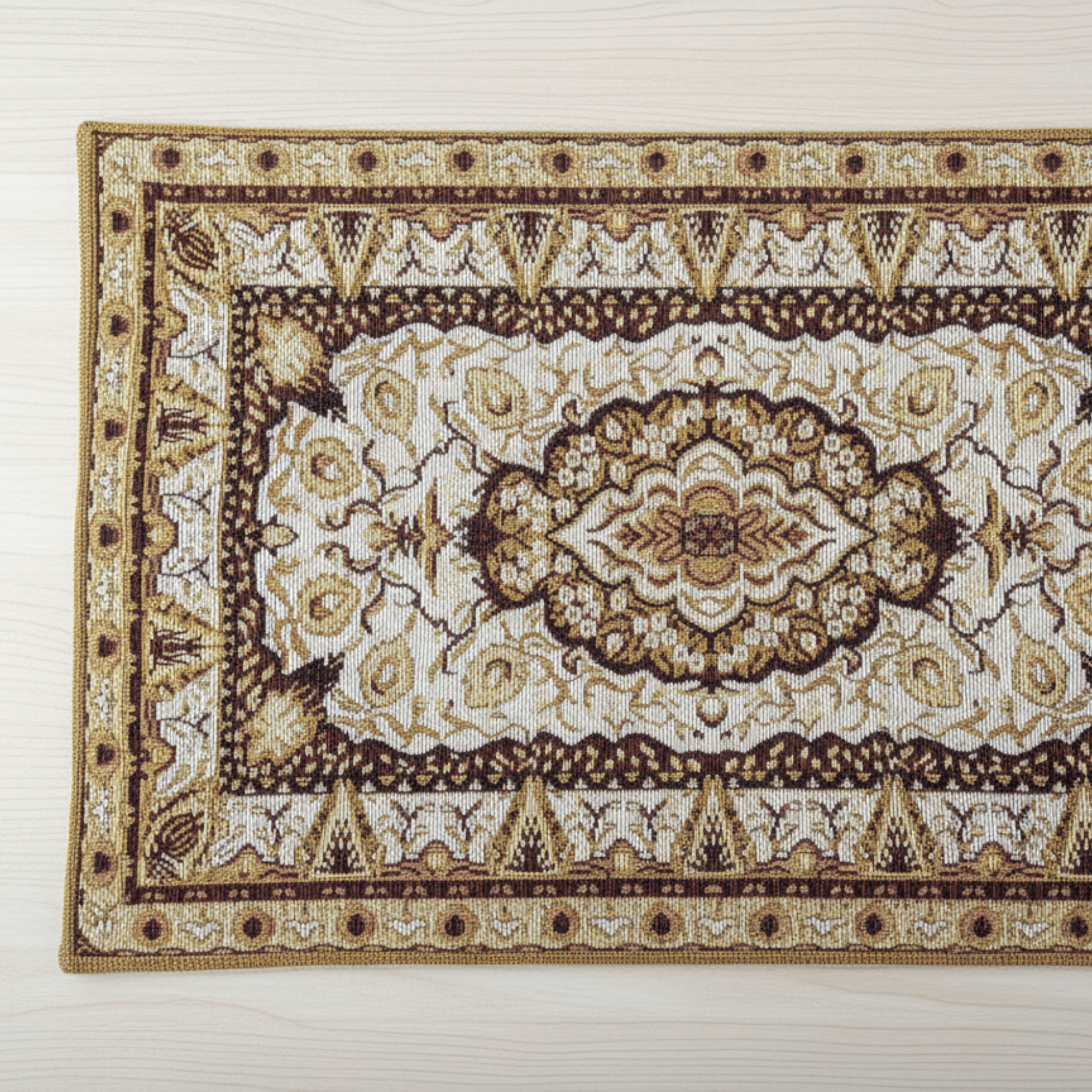 Set of 4-6 Pieces Royal Persian Style Rug Golden Brown Floral Tapestry Placemats 13" x 19" (18119)