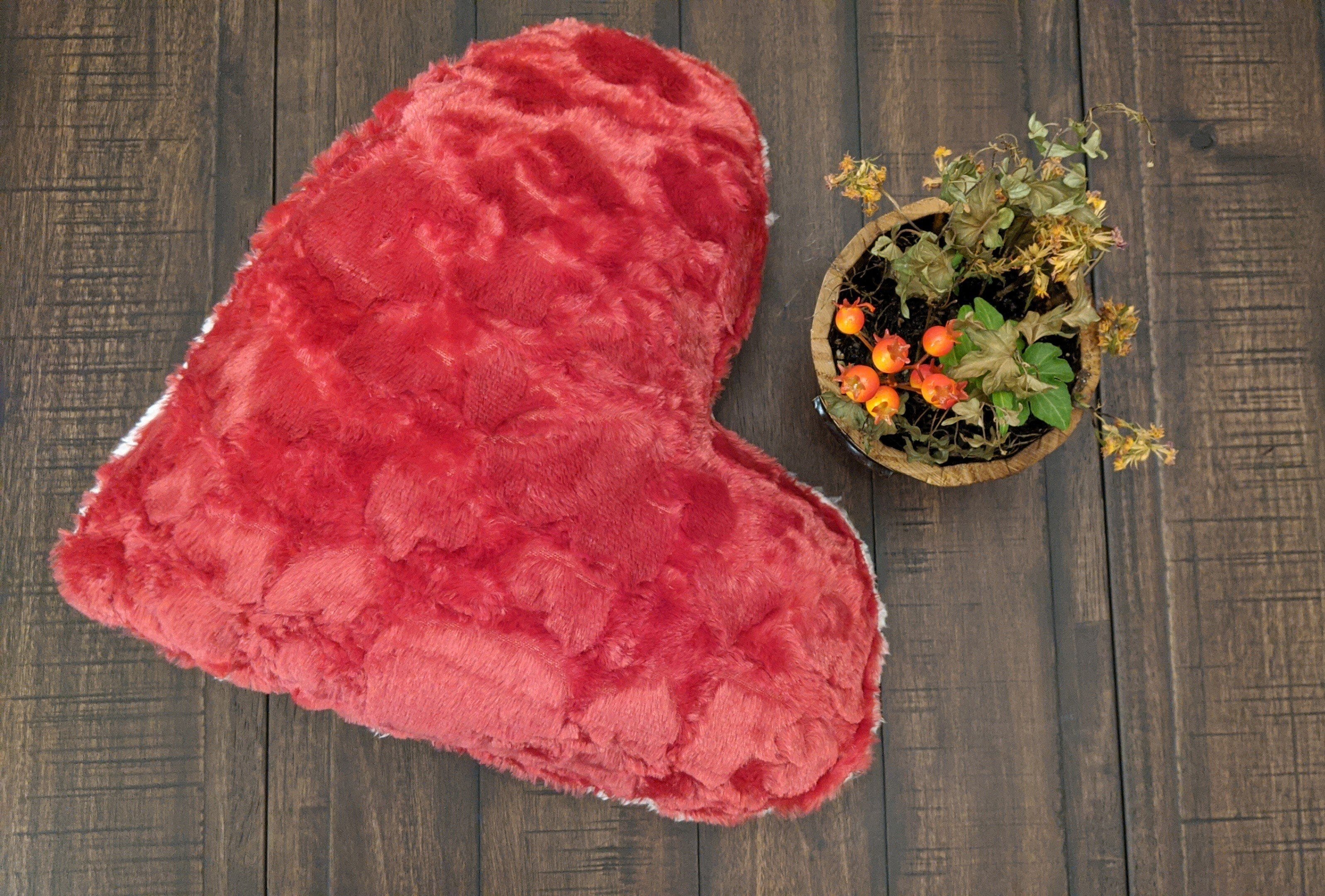 Luxury Romantic Valentine Heart Shaped Red Throw Pillow - 16" x 14"