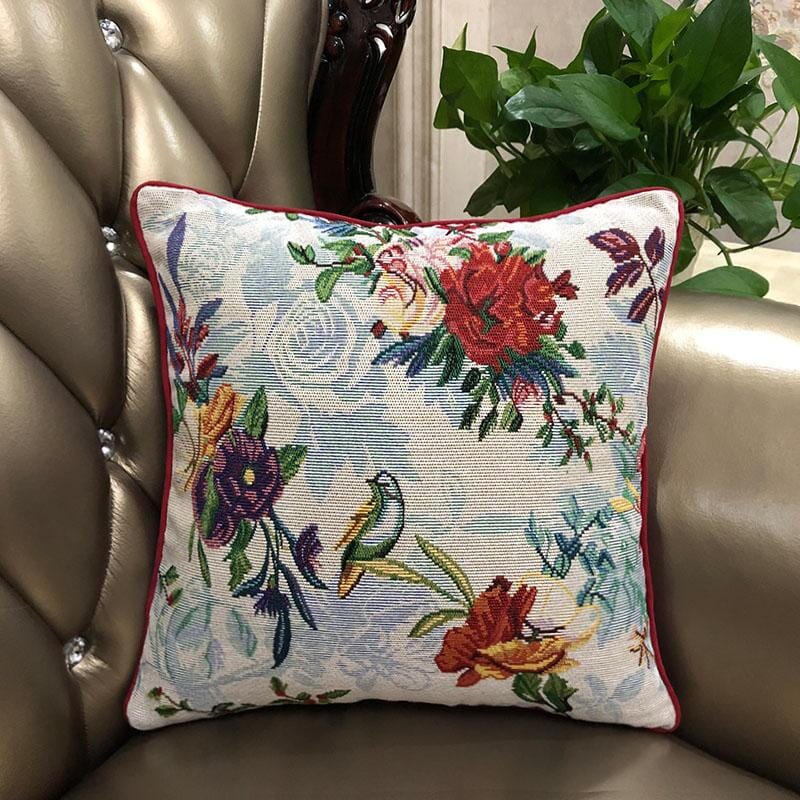 Elegant Tropical Paradise Birds Floral Tapestry Throw Pillow Covers 16" (18116)