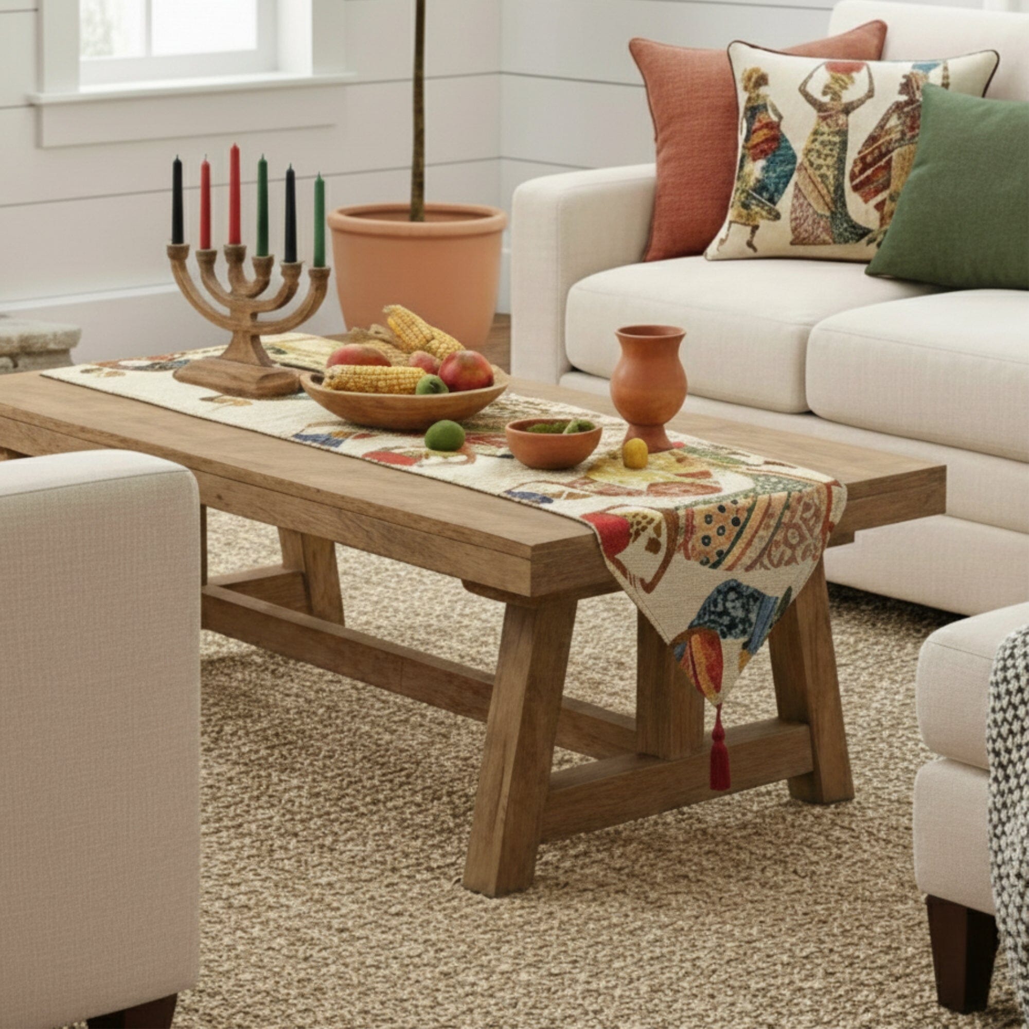 Dancing Women African Dreams Elegant Woven Tapestry Dining Table Runner (18117)