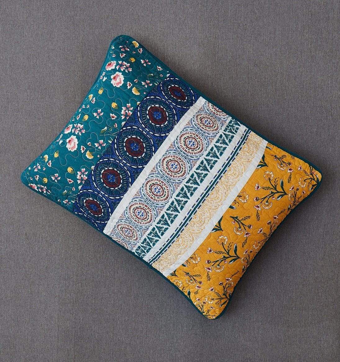 Patchwork Bed of Wild Flowers Floral King Size Pillow Sham Cover, 20" x 36" (JHW886)